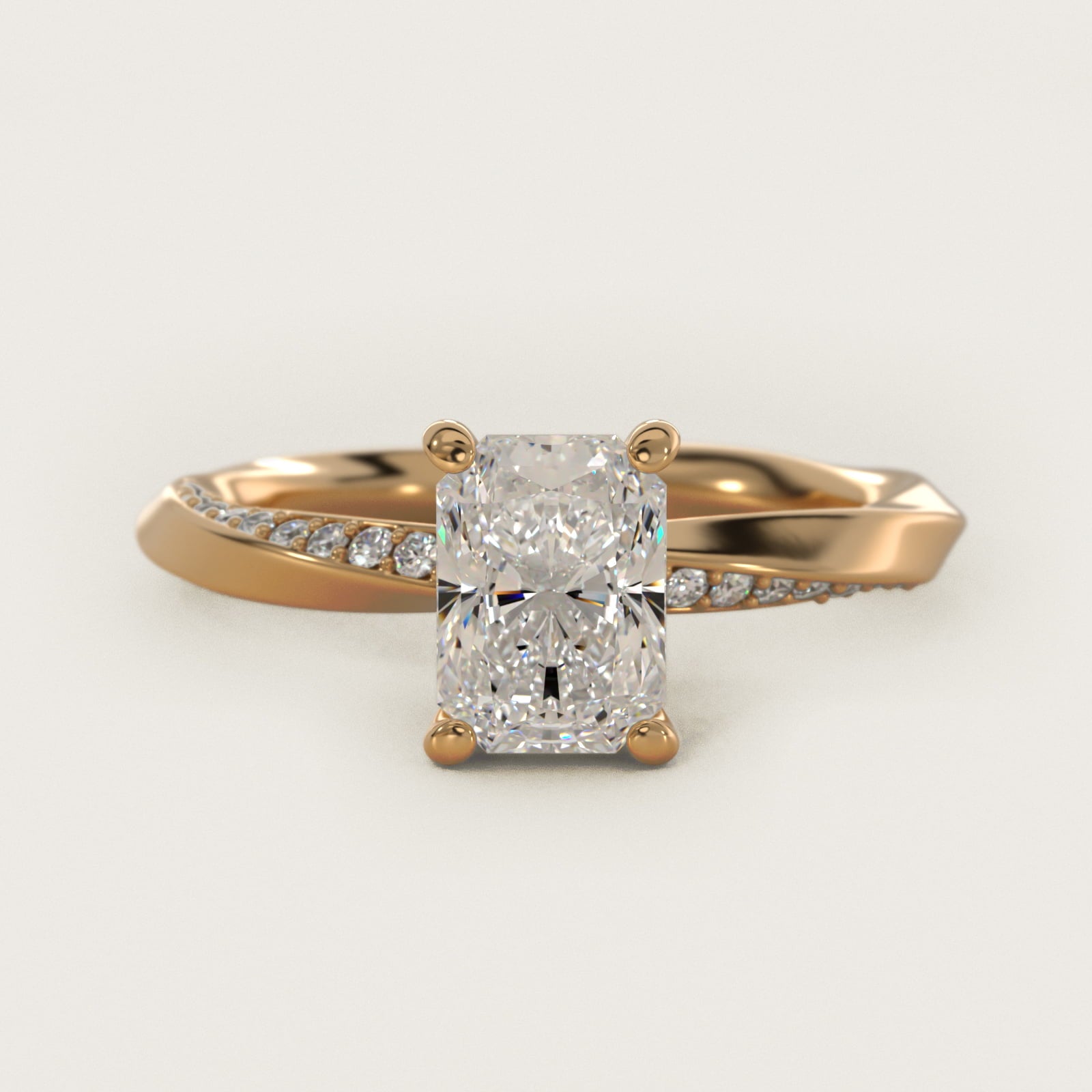 Helix Pav? Diamond Engagement Ring In 18k Yellow Gold By James Allen - Radiant Center