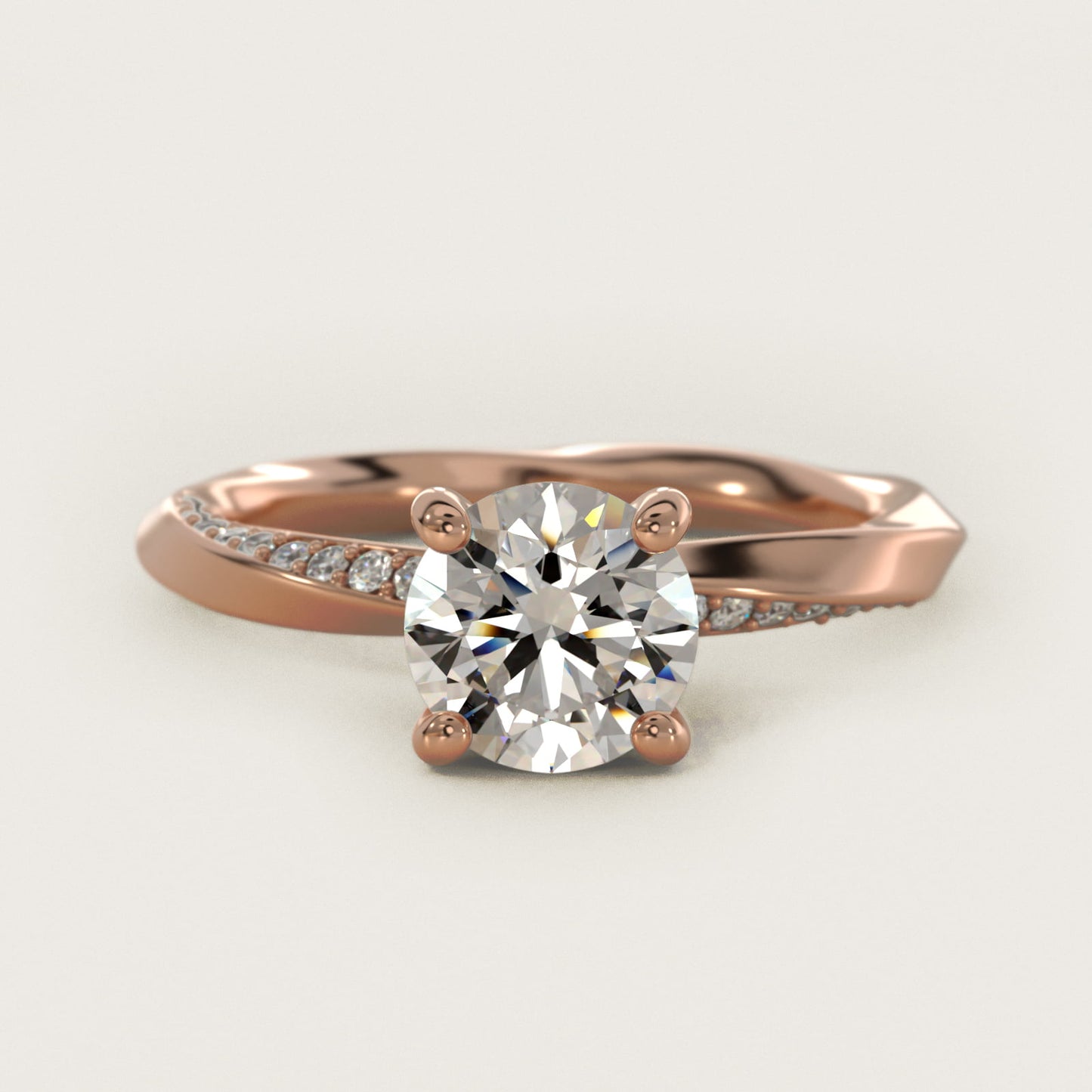 Helix PavŽ Diamond Engagement Ring In 14K Rose Gold By James Allen - Round Center