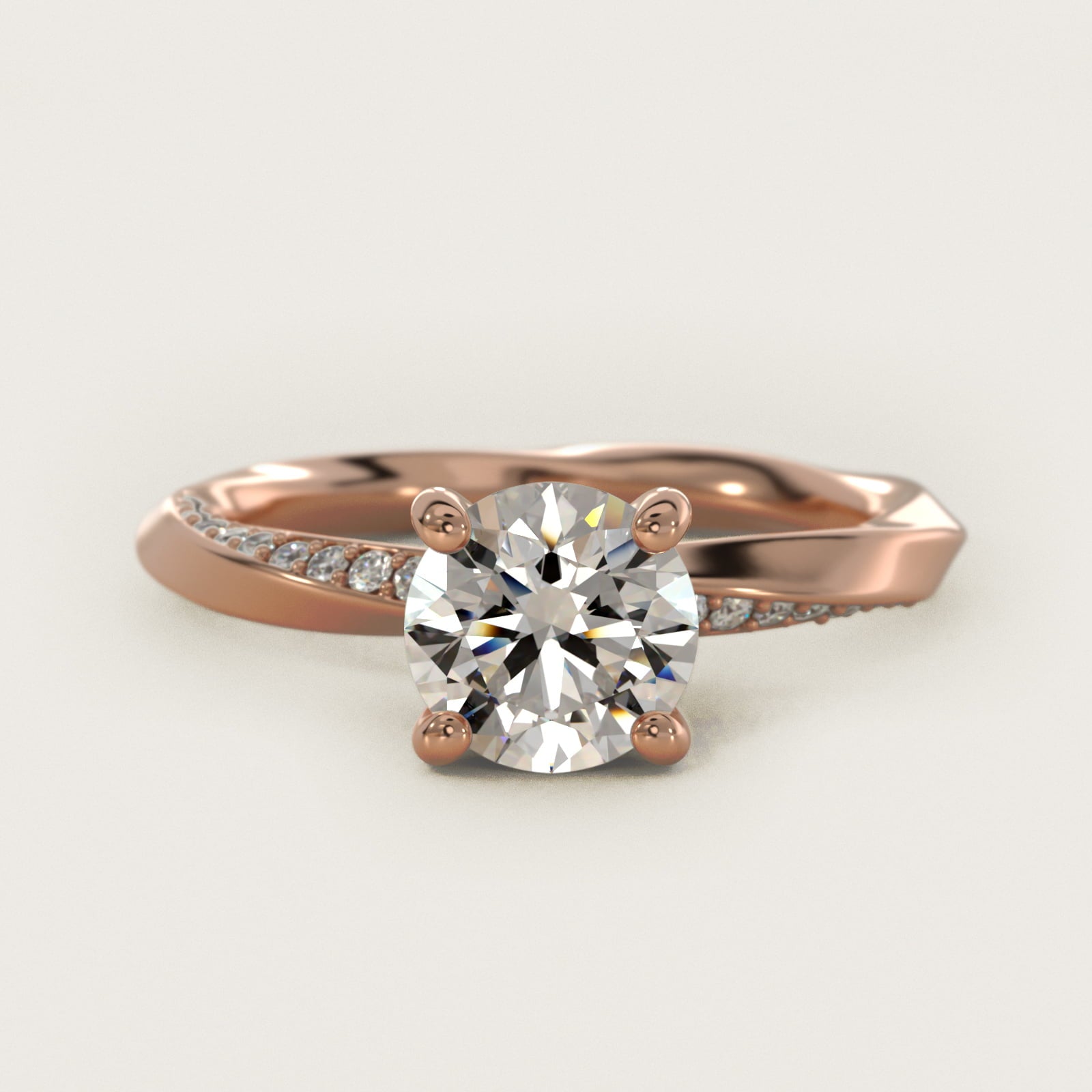 Helix Pav? Diamond Engagement Ring In 18k Rose Gold By James Allen - Round Center