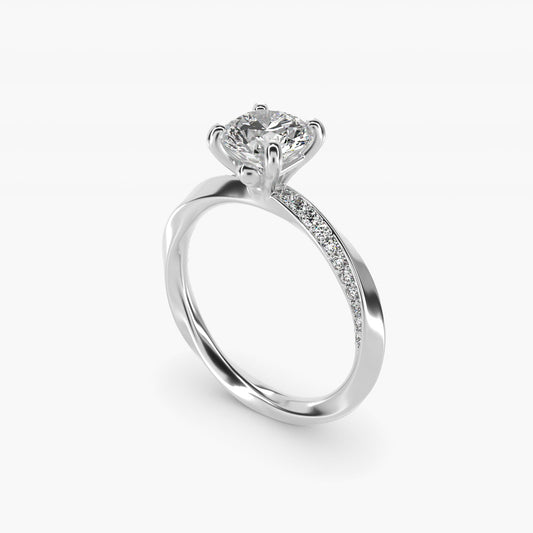 Helix Pav? Diamond Engagement Ring In 18k White Gold By James Allen - Round Center