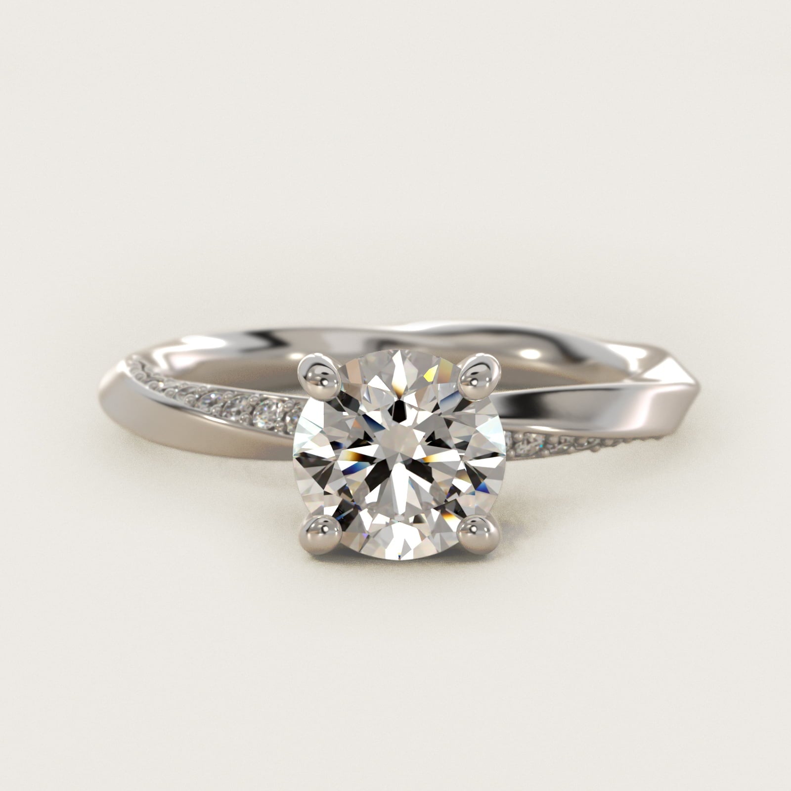 Helix Pav? Diamond Engagement Ring In 18k White Gold By James Allen - Round Center