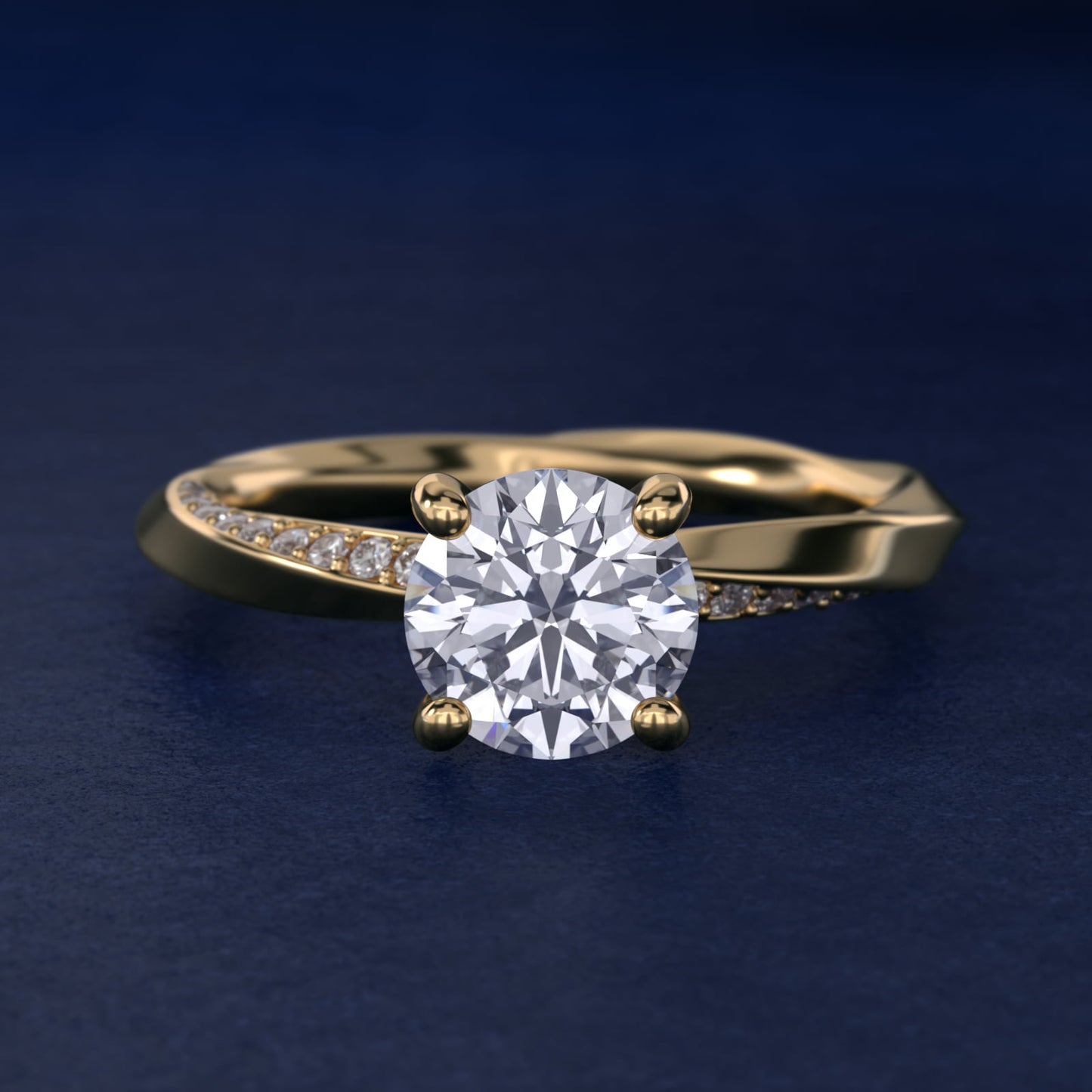 Helix PavŽ Diamond Engagement Ring In 14K Yellow Gold By James Allen - Round Center