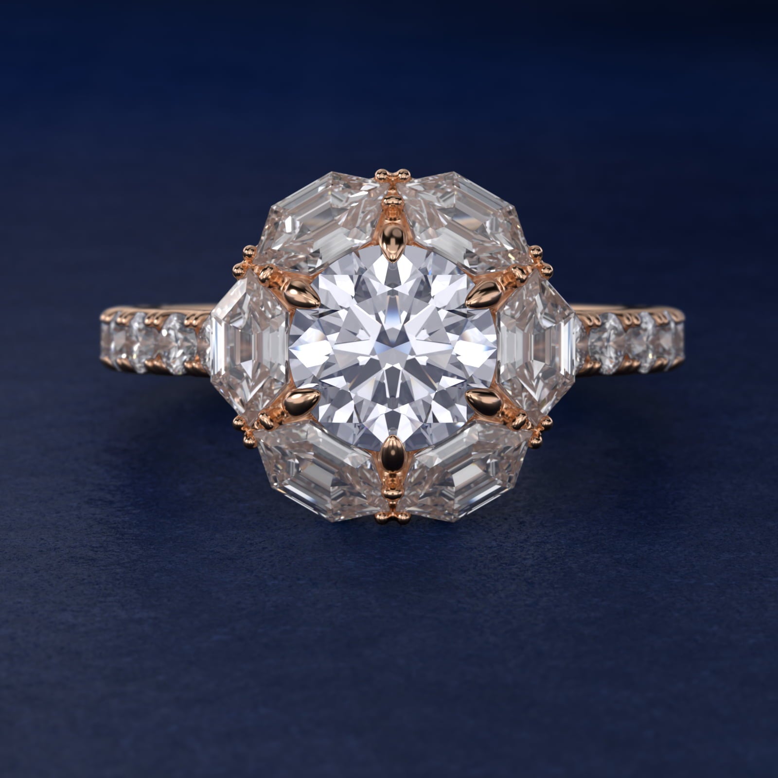 Hila Diamond Halo Engagement Ring in 14k Rose Gold By Bella Vaughan - Round Center