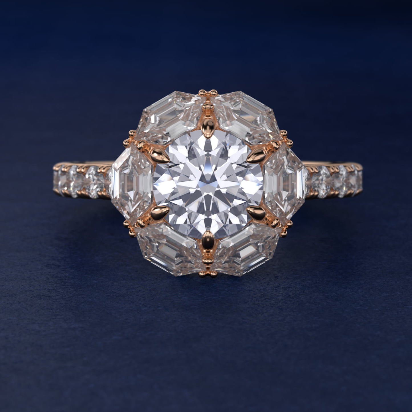 Hila Diamond Halo Engagement Ring in 18k Rose Gold By Bella Vaughan - Round Center