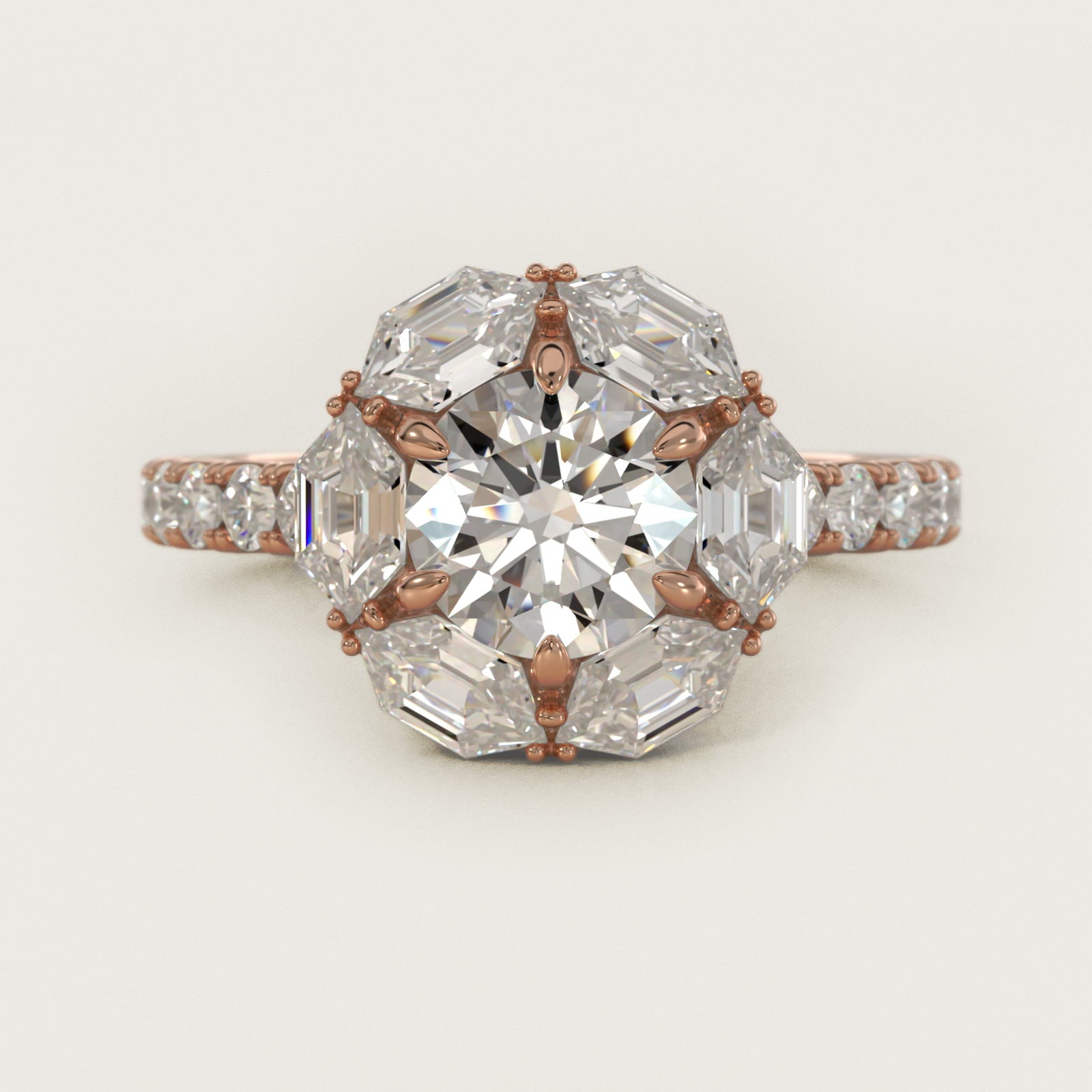 Hila Diamond Halo Engagement Ring in 18k Rose Gold By Bella Vaughan - Round Center