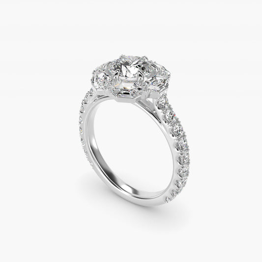 Hila Diamond Halo Engagement Ring in 14k White Gold By Bella Vaughan - Round Center