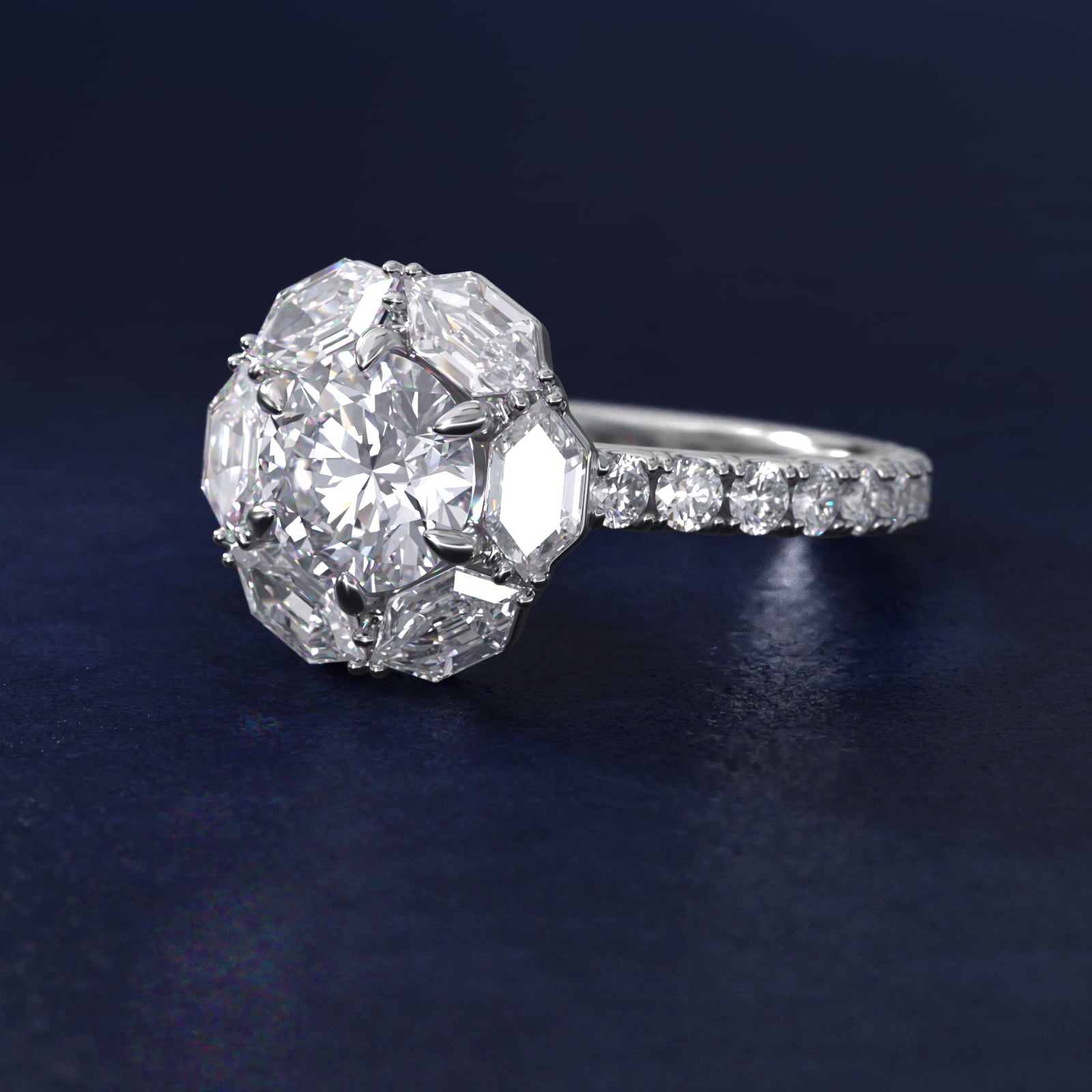 Hila Diamond Halo Engagement Ring in 14k White Gold By Bella Vaughan - Round Center