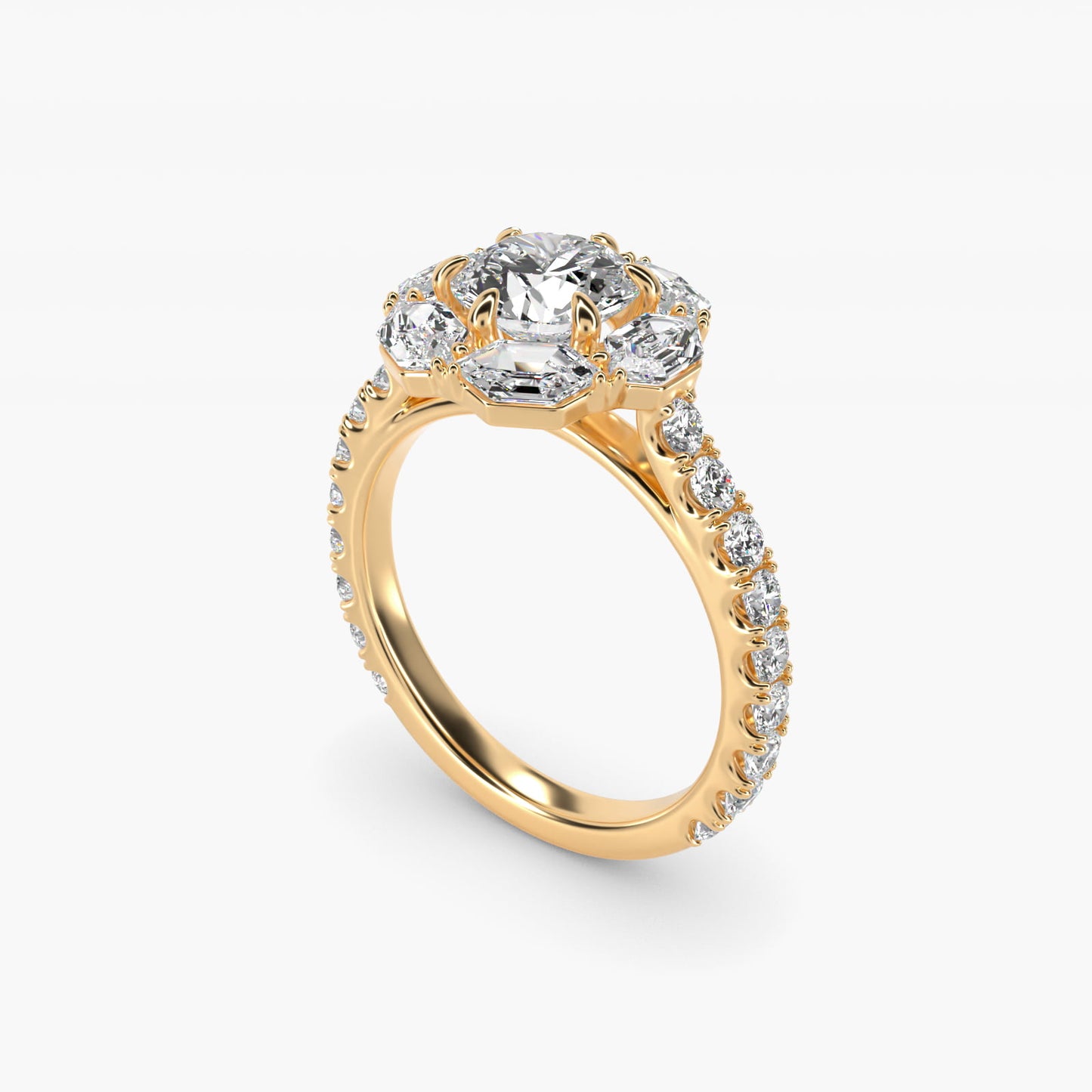 Hila Diamond Halo Engagement Ring in 14K Yellow Gold By Bella Vaughan - Round Center
