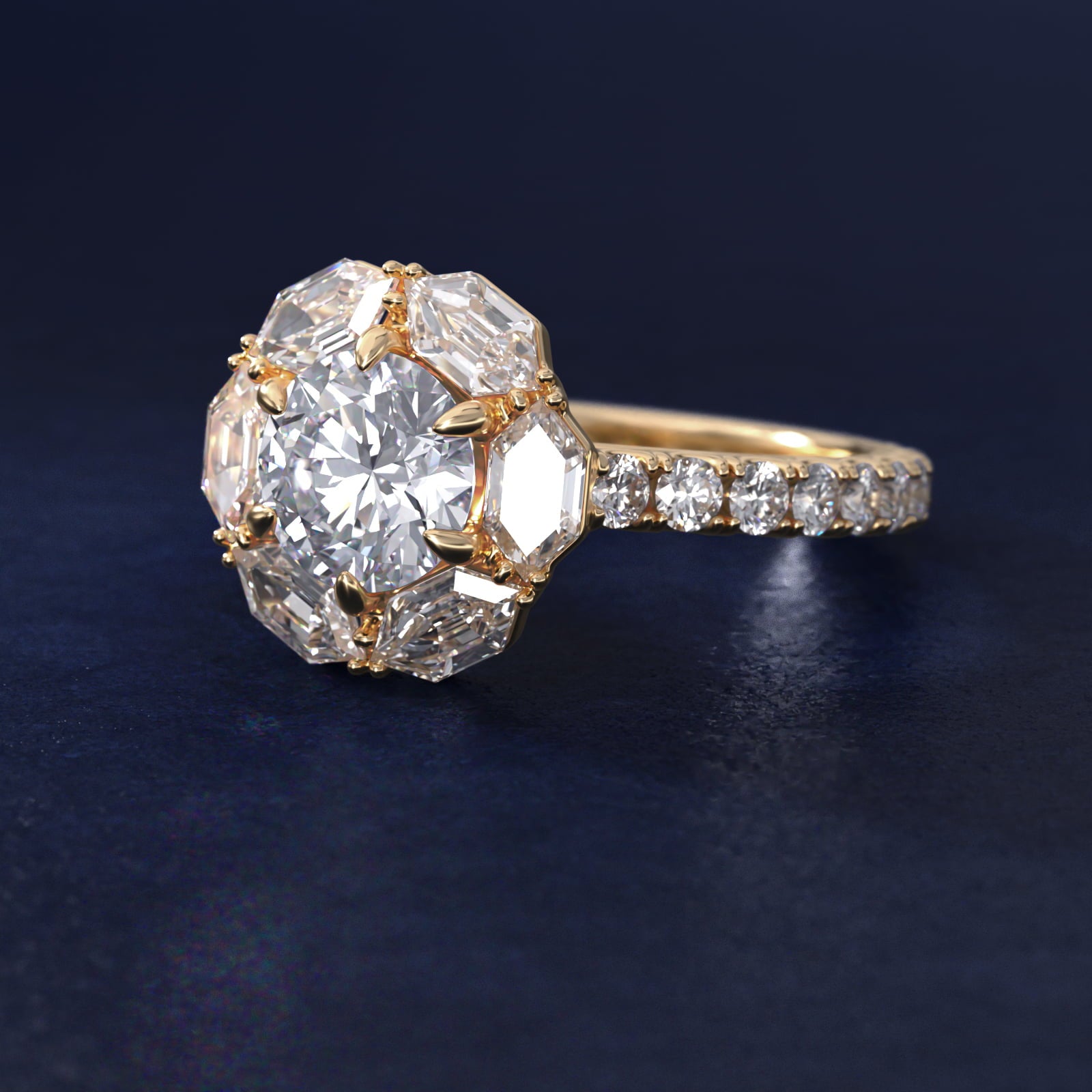 Hila Diamond Halo Engagement Ring in 18k Yellow Gold By Bella Vaughan - Round Center