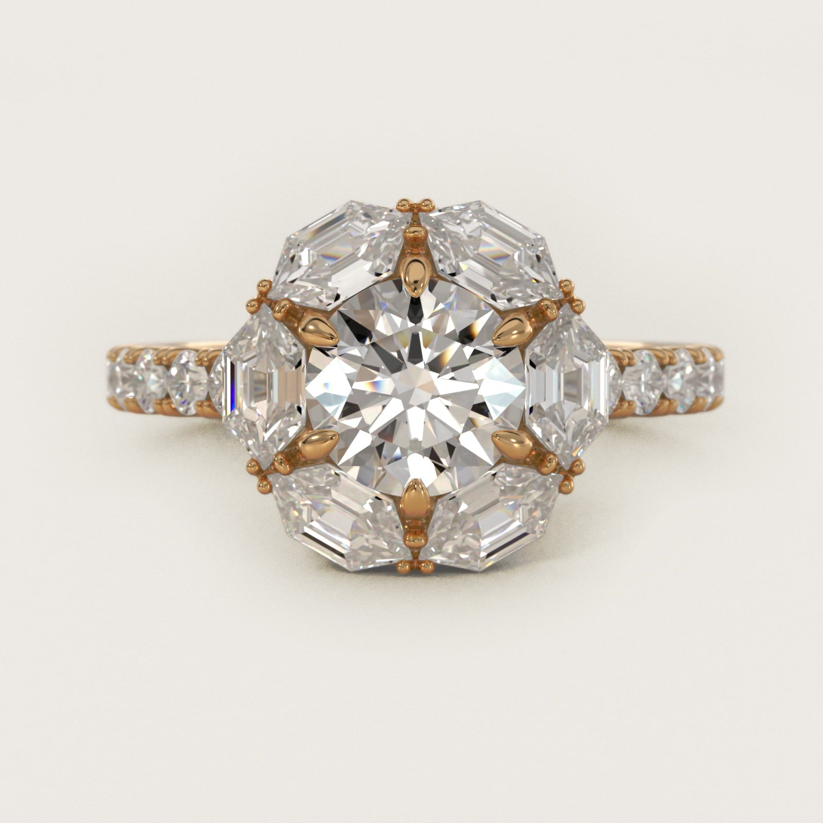 Hila Diamond Halo Engagement Ring in 14K Yellow Gold By Bella Vaughan - Round Center