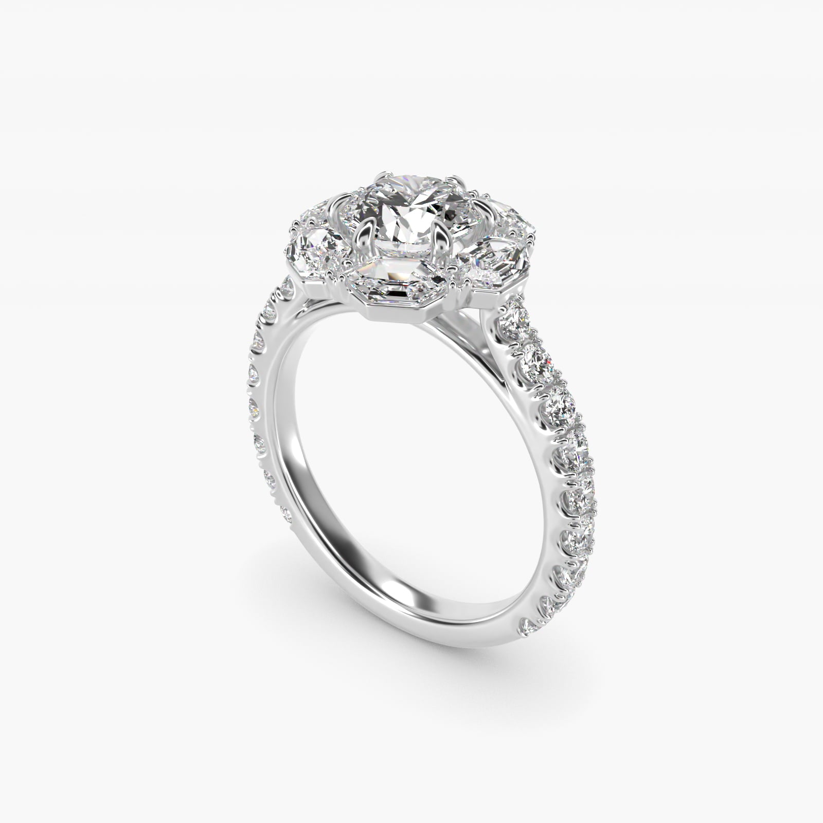 Hila Diamond Halo Engagement Ring in Platinum By Bella Vaughan - Round Center