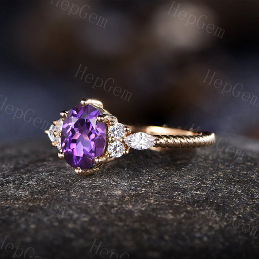 Oval Amethyst Engagement Ring