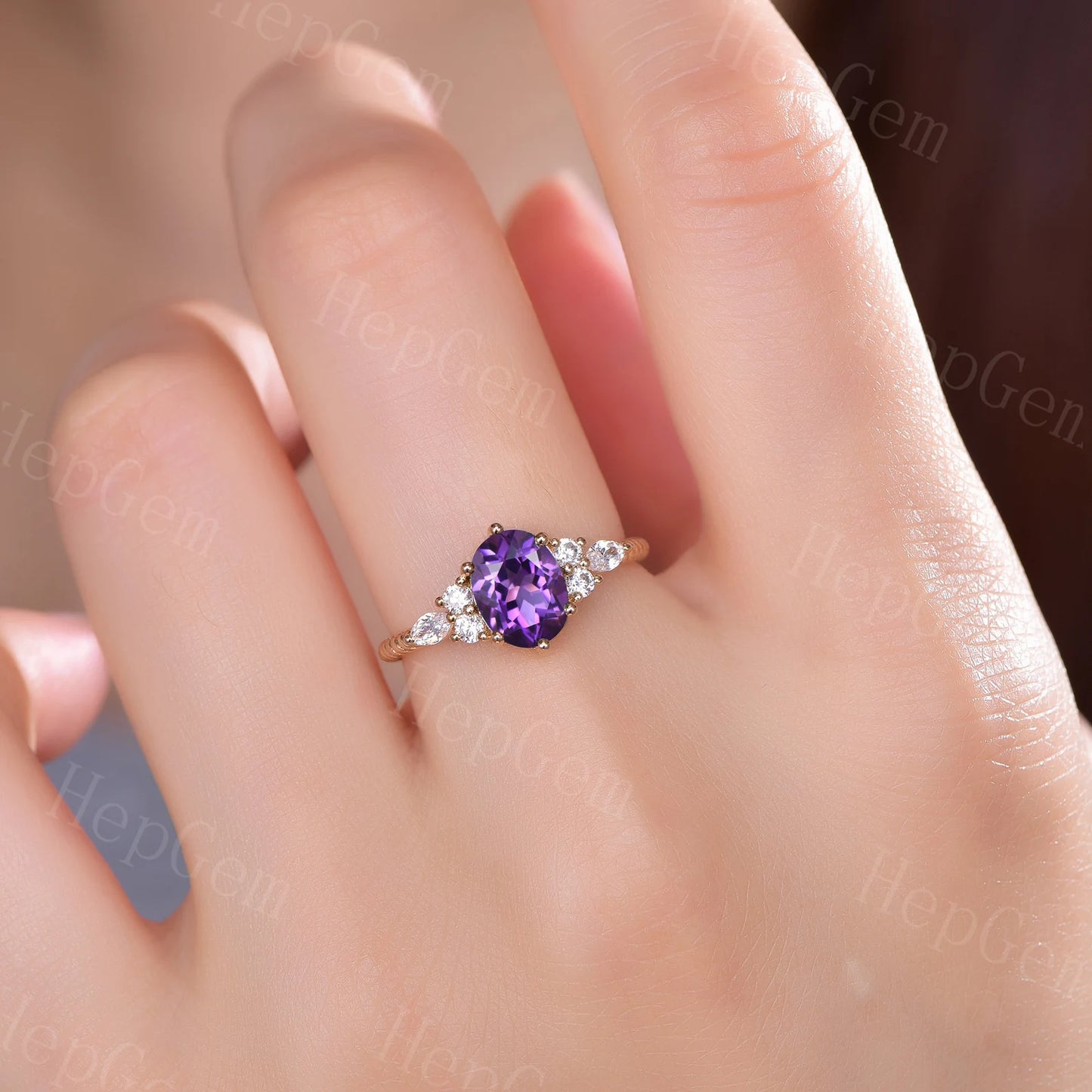 Oval Amethyst Engagement Ring