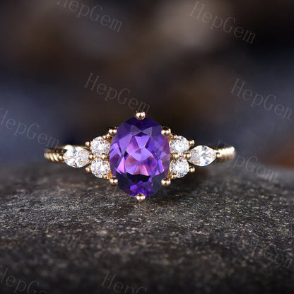 Oval Amethyst Engagement Ring