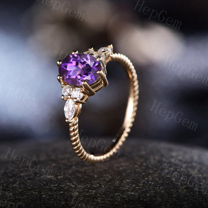 Oval Amethyst Engagement Ring