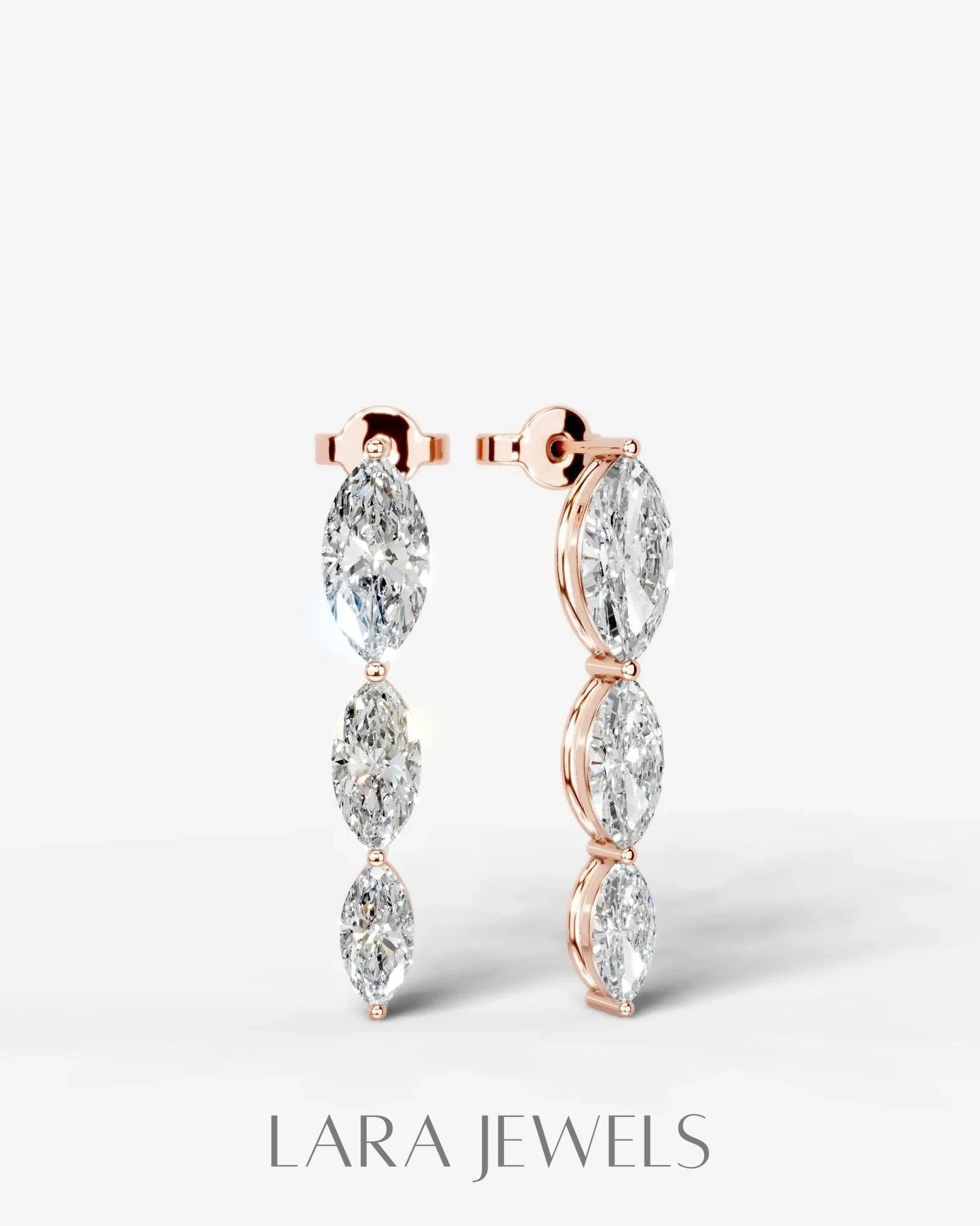 Abigail Lab Grown Diamond Earrings Marquise - Rose Gold