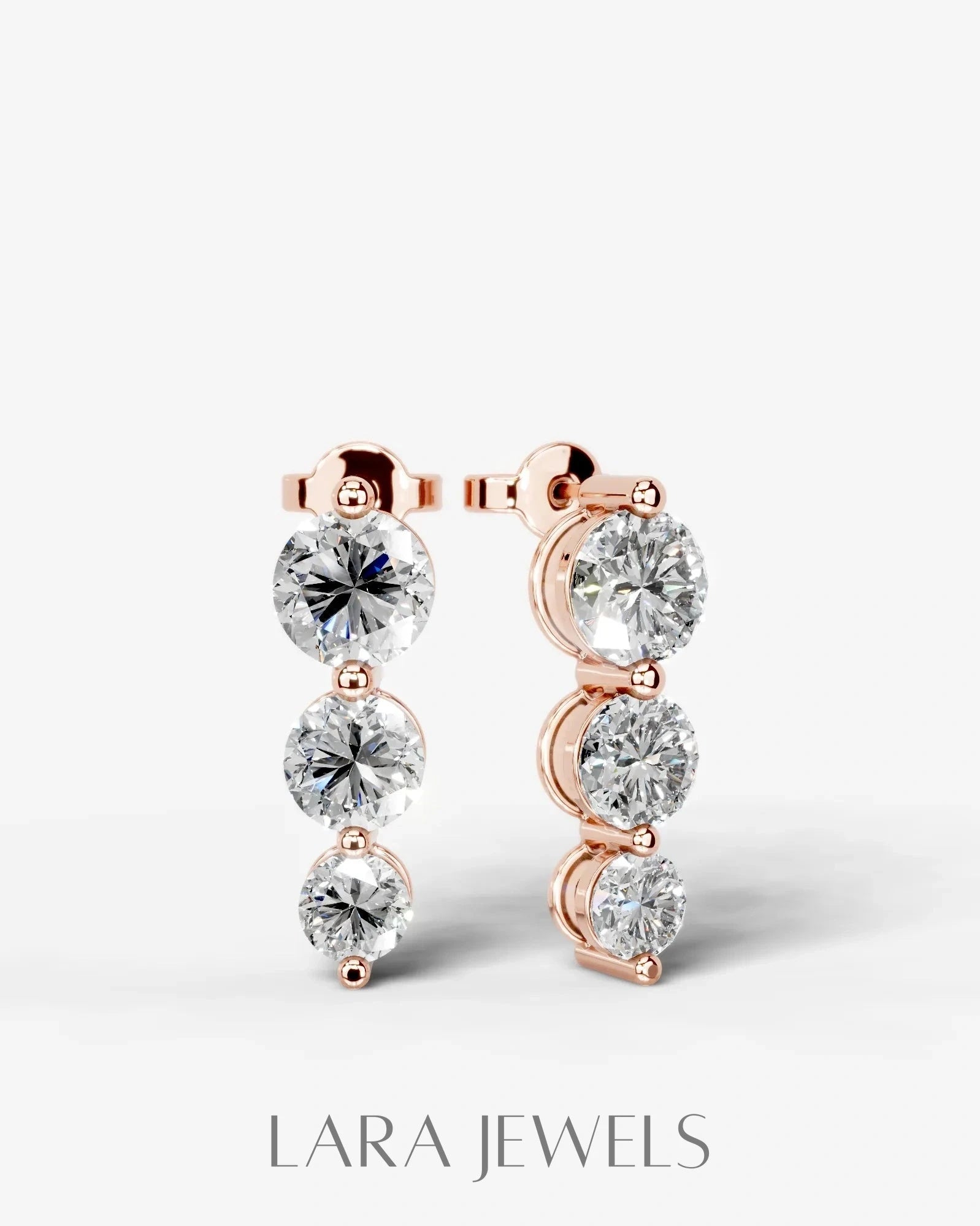 Abigail Lab Grown Diamond Earrings Round - Yellow Gold