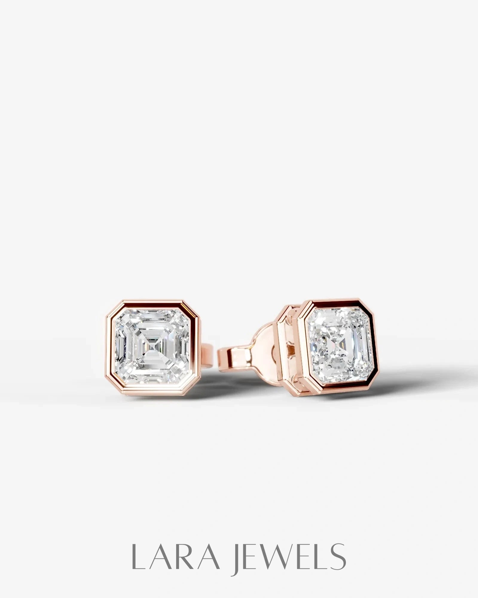 Amber Lab Grown Diamond Earrings Asscher - Yellow Gold