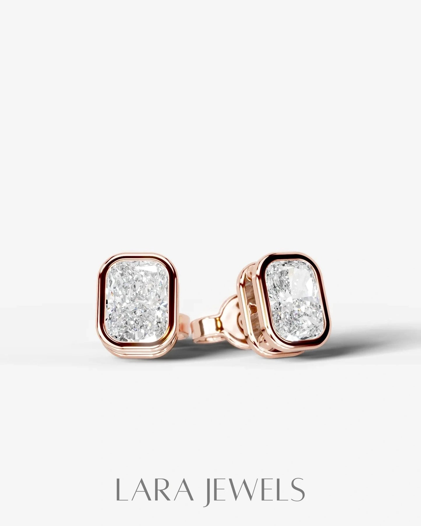 Amber Lab Grown Diamond Earrings Elongated Cushion - Yellow Gold