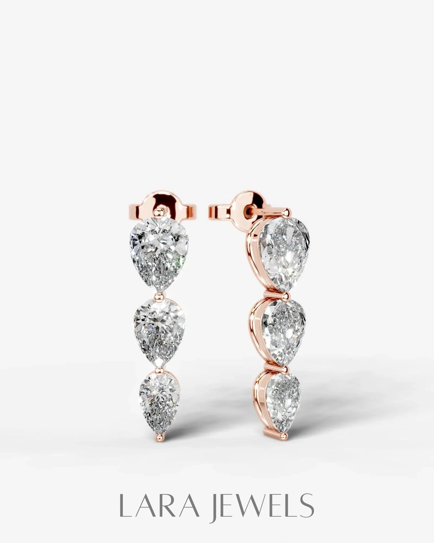 Abigail Lab Grown Diamond Earrings Pear - Platinum