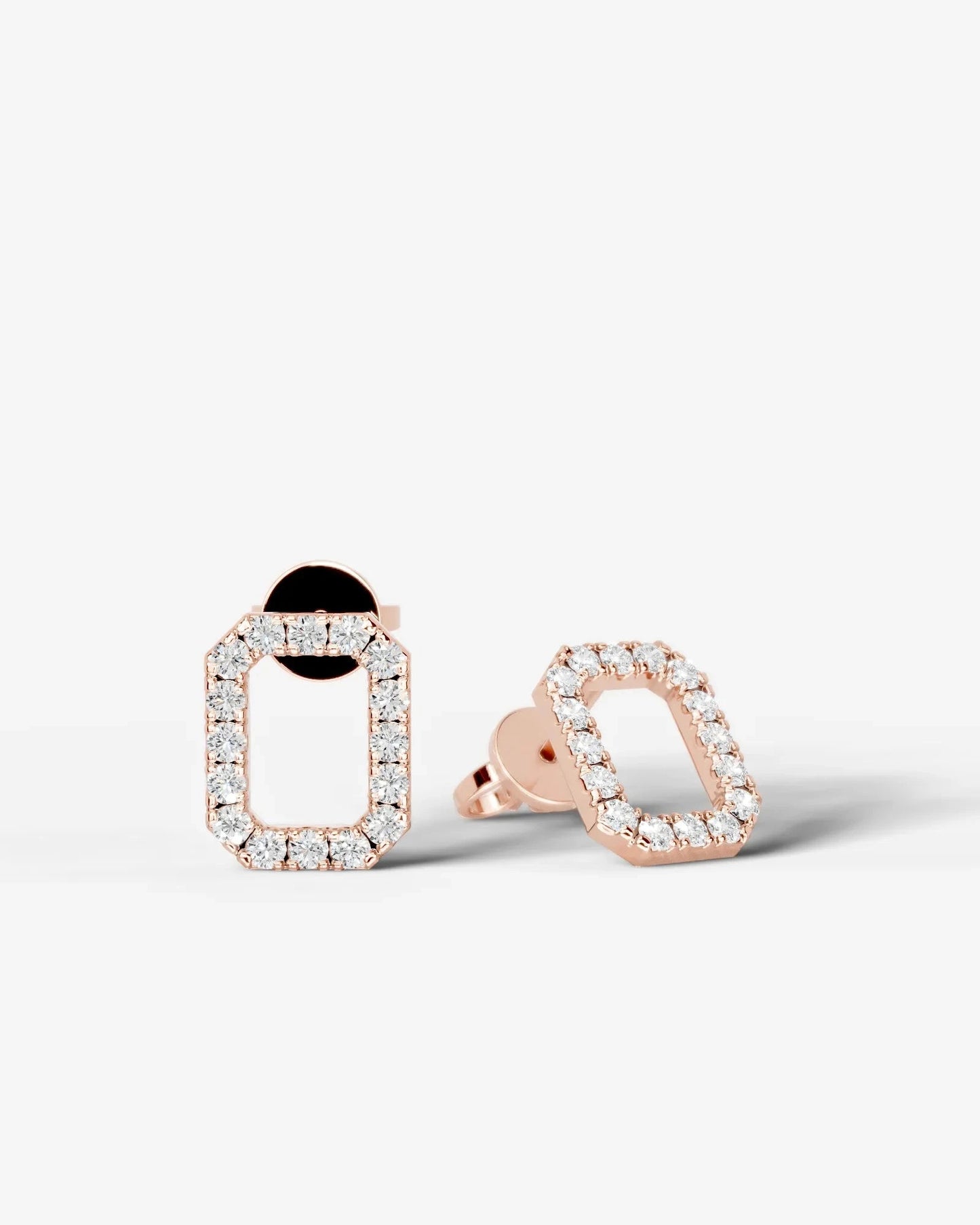 Linda Lab Grown Diamond Earrings Emerald - Rose Gold