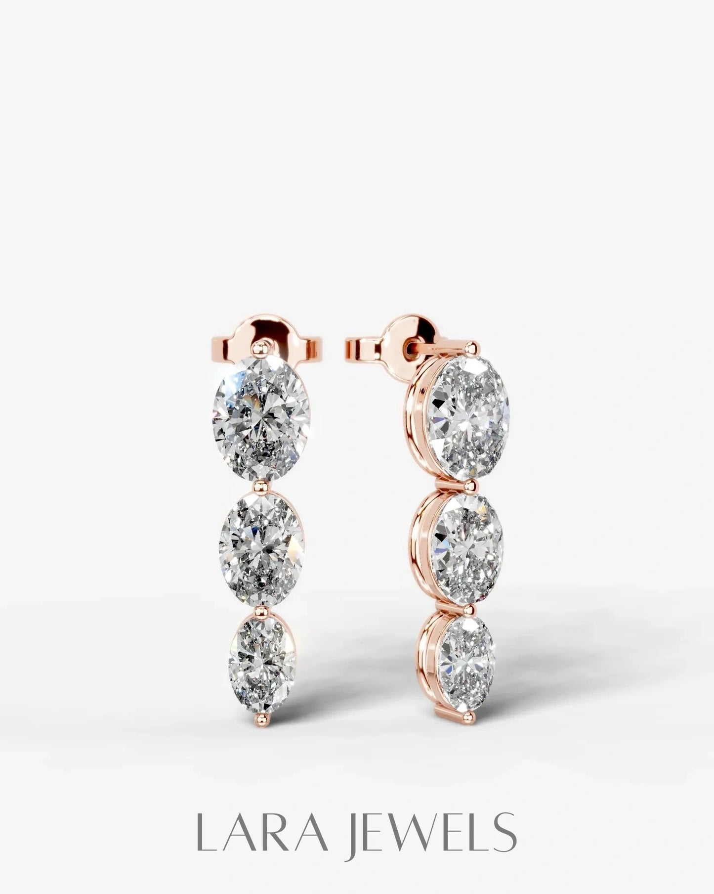 Abigail Lab Grown Diamond Earrings Oval - Platinum