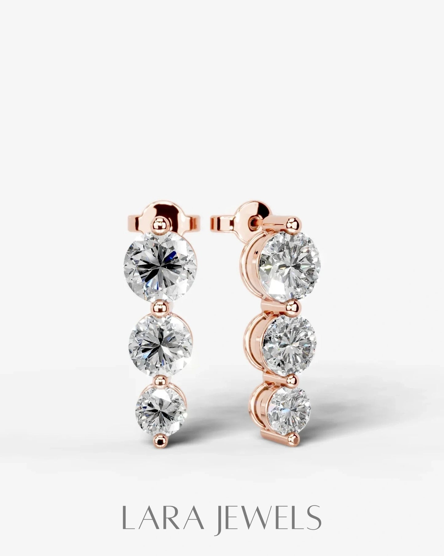 Abigail Lab Grown Diamond Earrings Round - Rose Gold