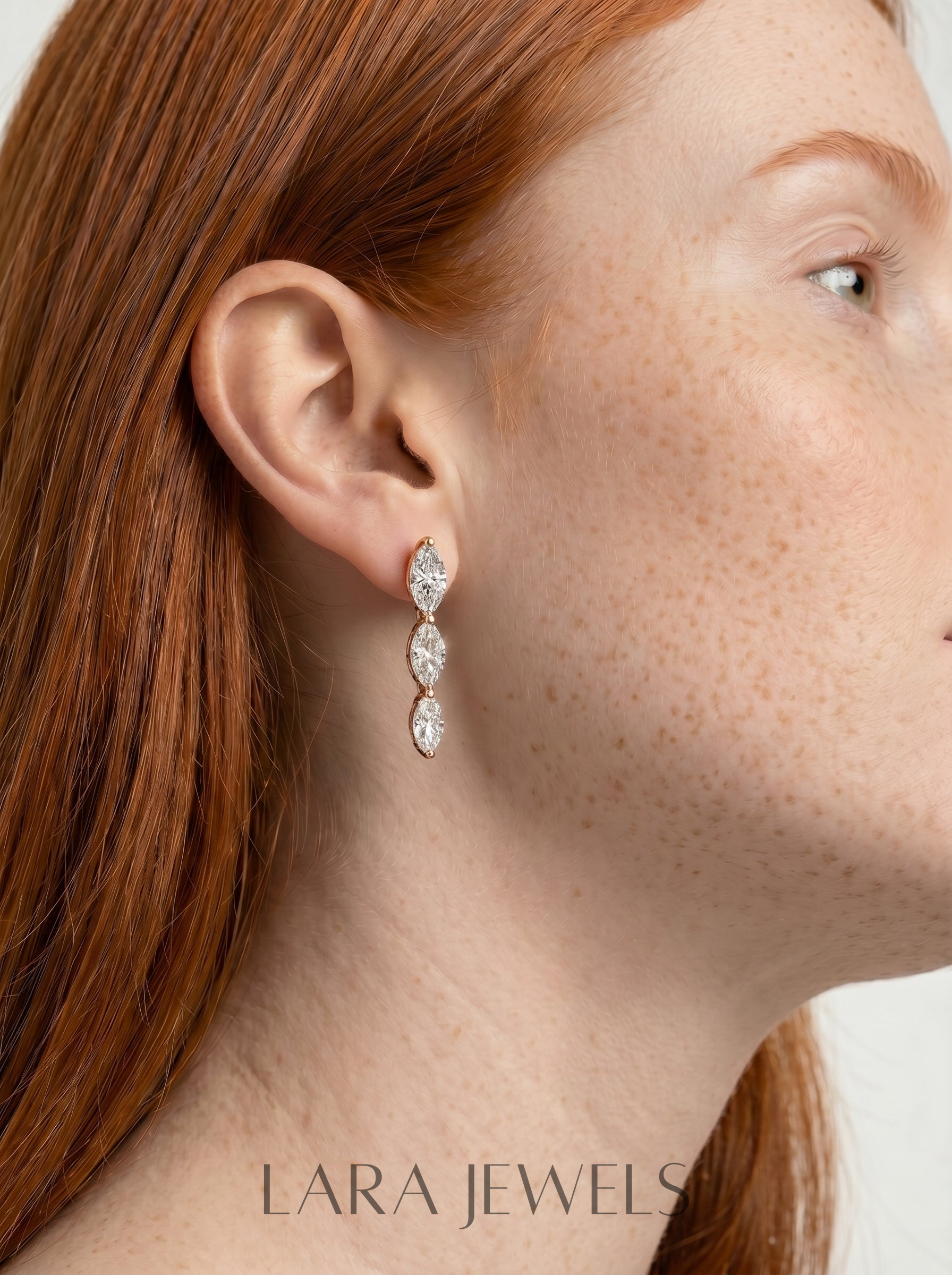 Abigail Lab Grown Diamond Earrings Marquise - Rose Gold