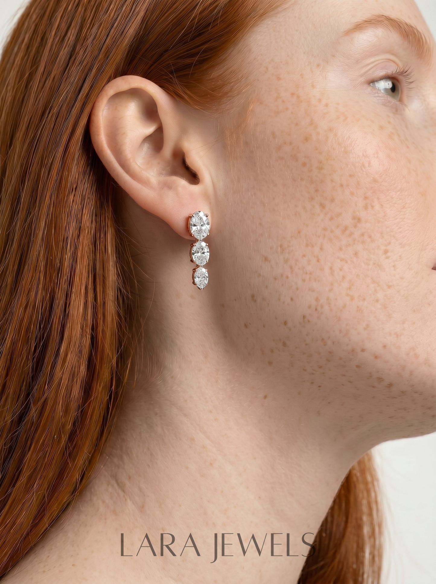 Abigail Lab Grown Diamond Earrings Oval - White Gold