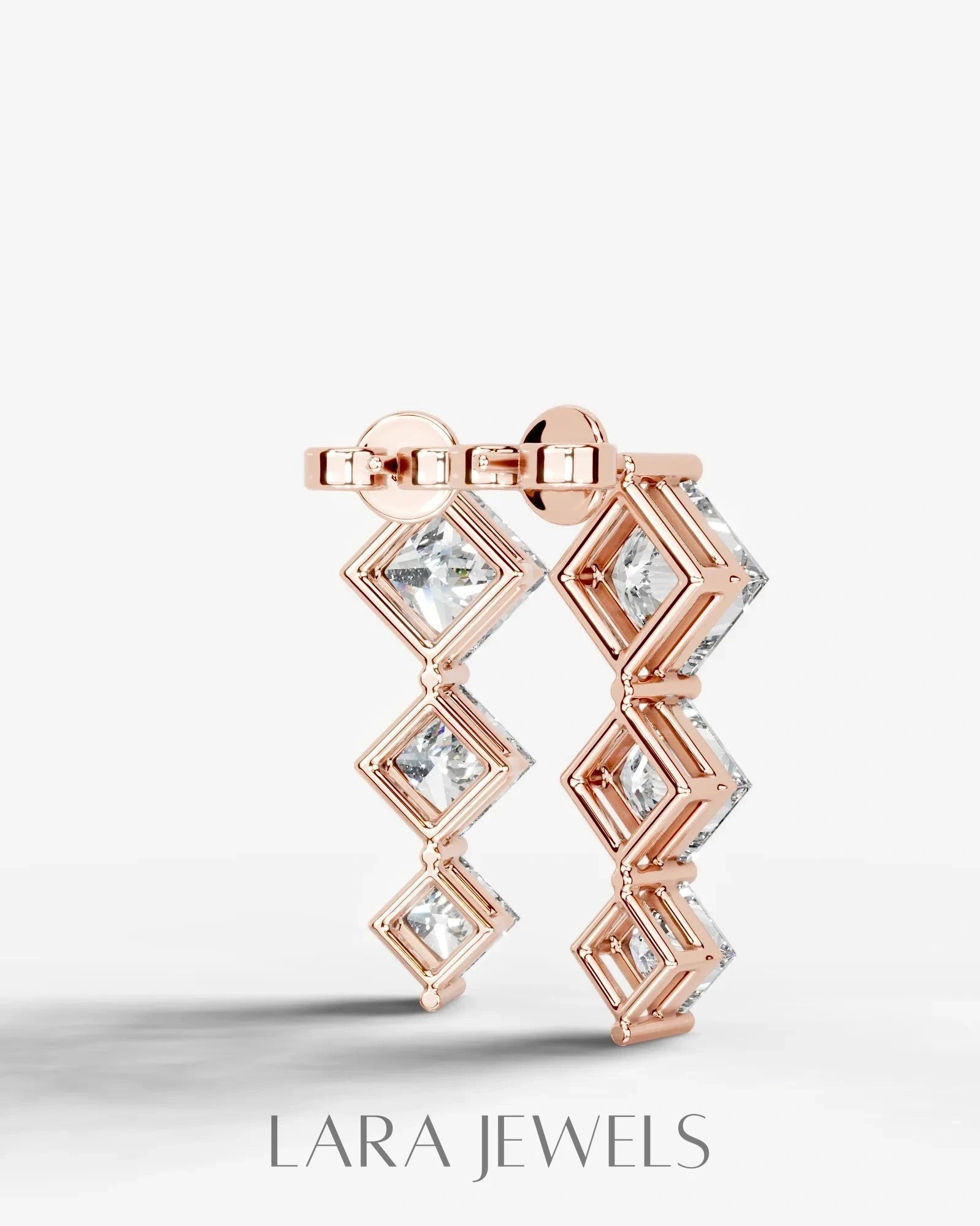 Abigail Lab Grown Diamond Earrings Princess - Yellow Gold