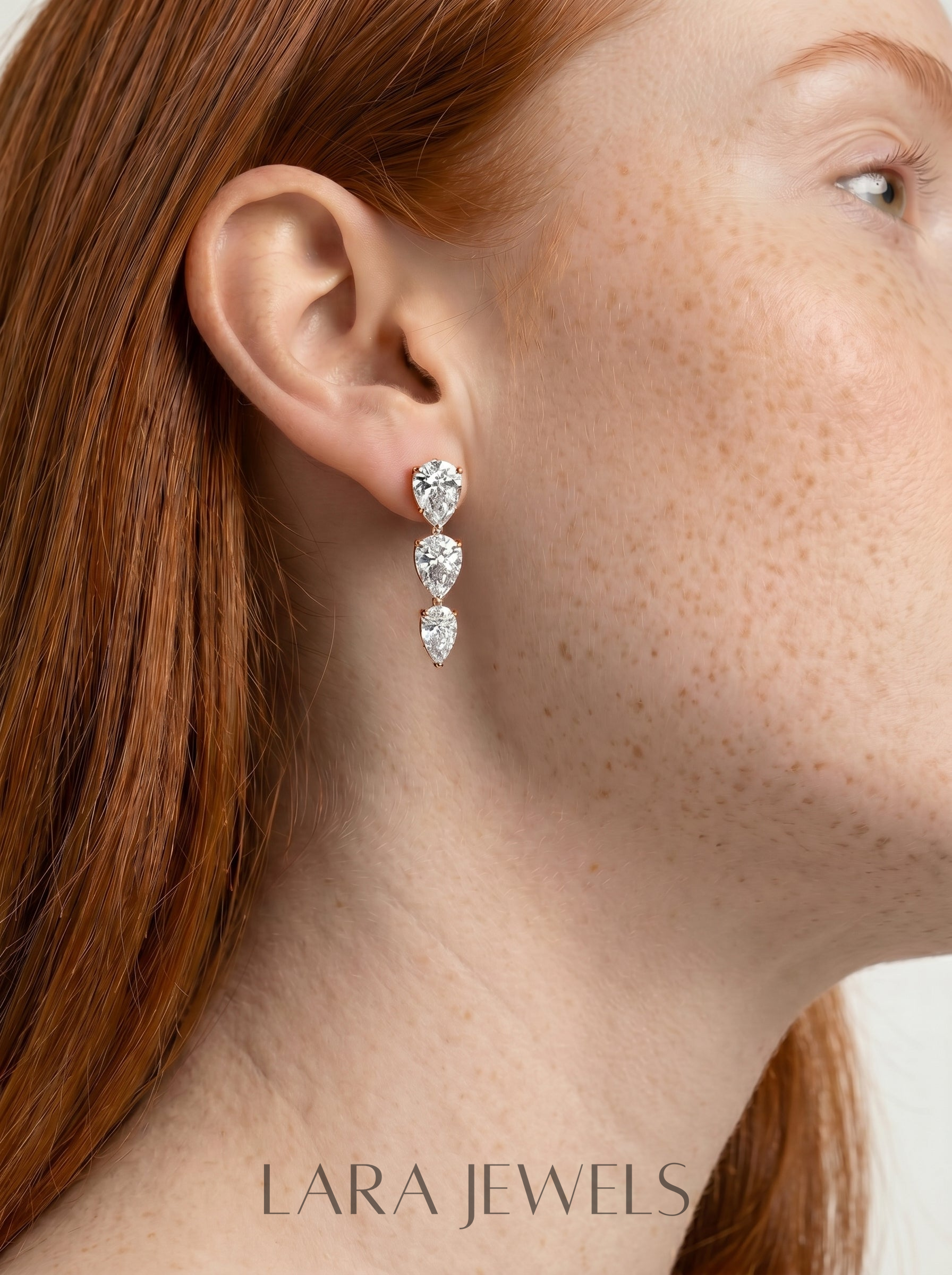 Abigail Lab Grown Diamond Earrings Pear - Platinum