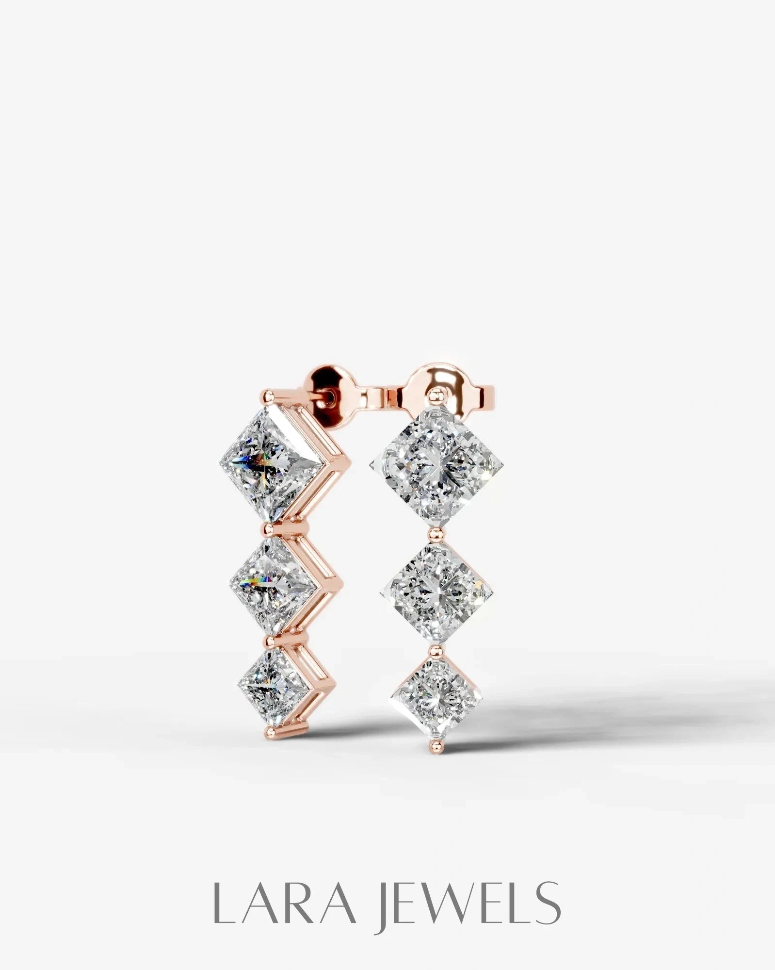Abigail Lab Grown Diamond Earrings Princess - Platinum