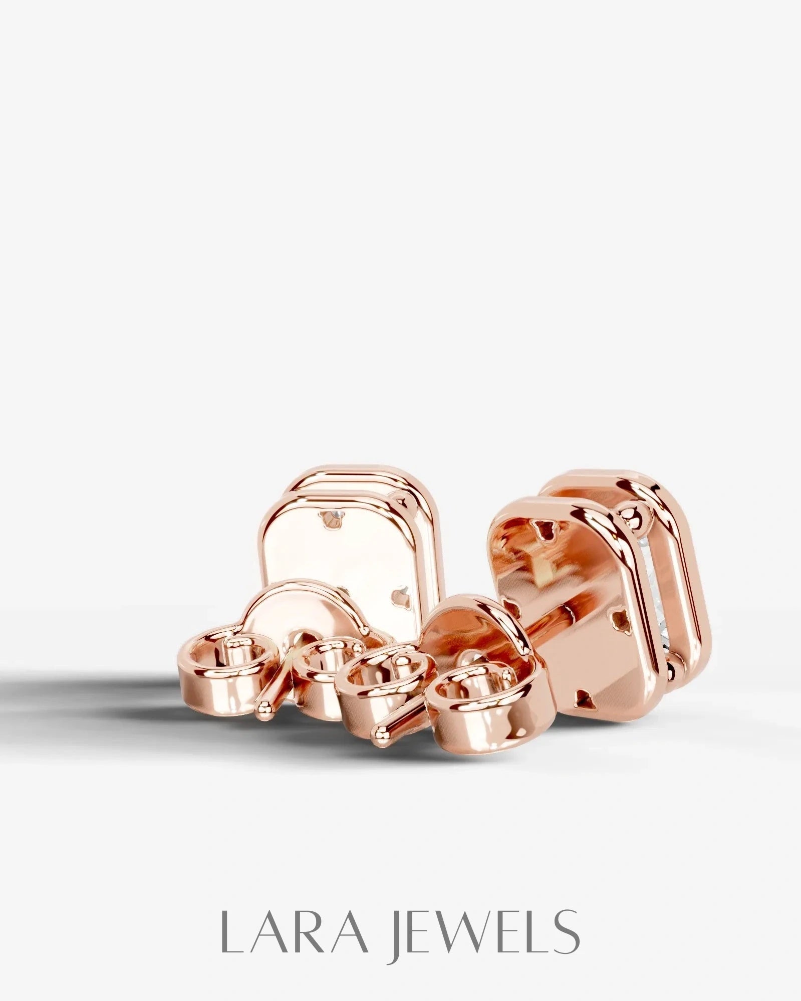 Amber Lab Grown Diamond Earrings Elongated Cushion - Rose Gold