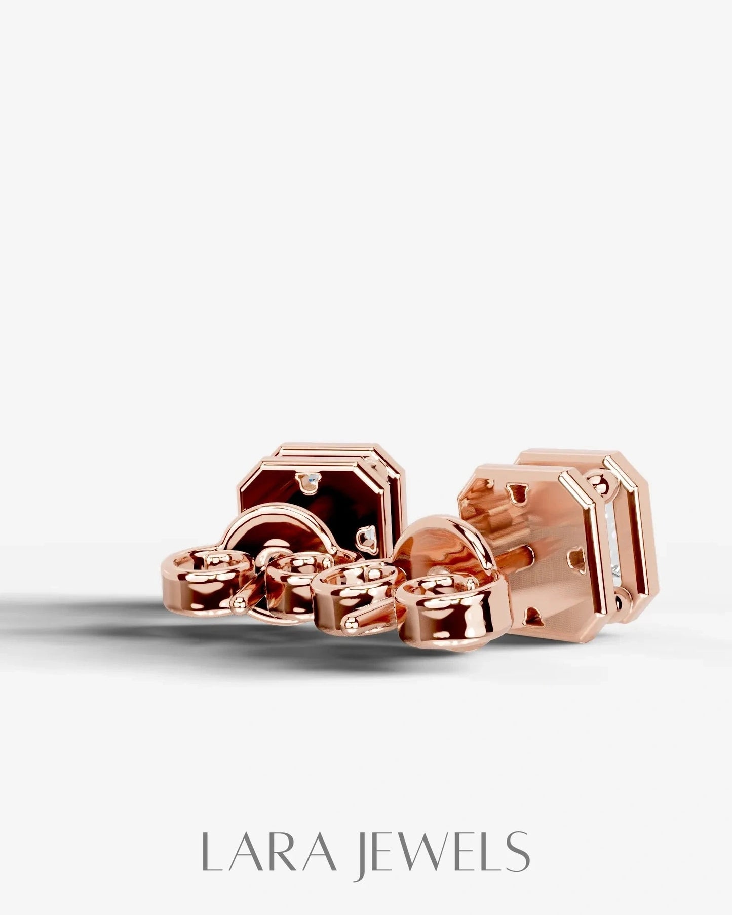 Amber Lab Grown Diamond Earrings Asscher - Platinum