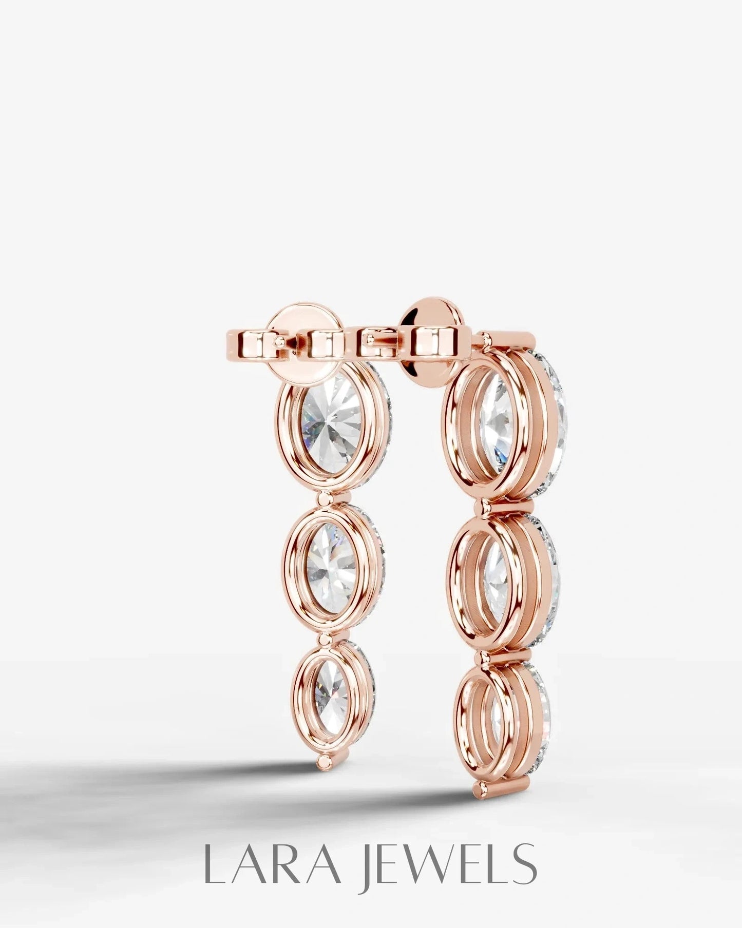Abigail Lab Grown Diamond Earrings Oval - Rose Gold