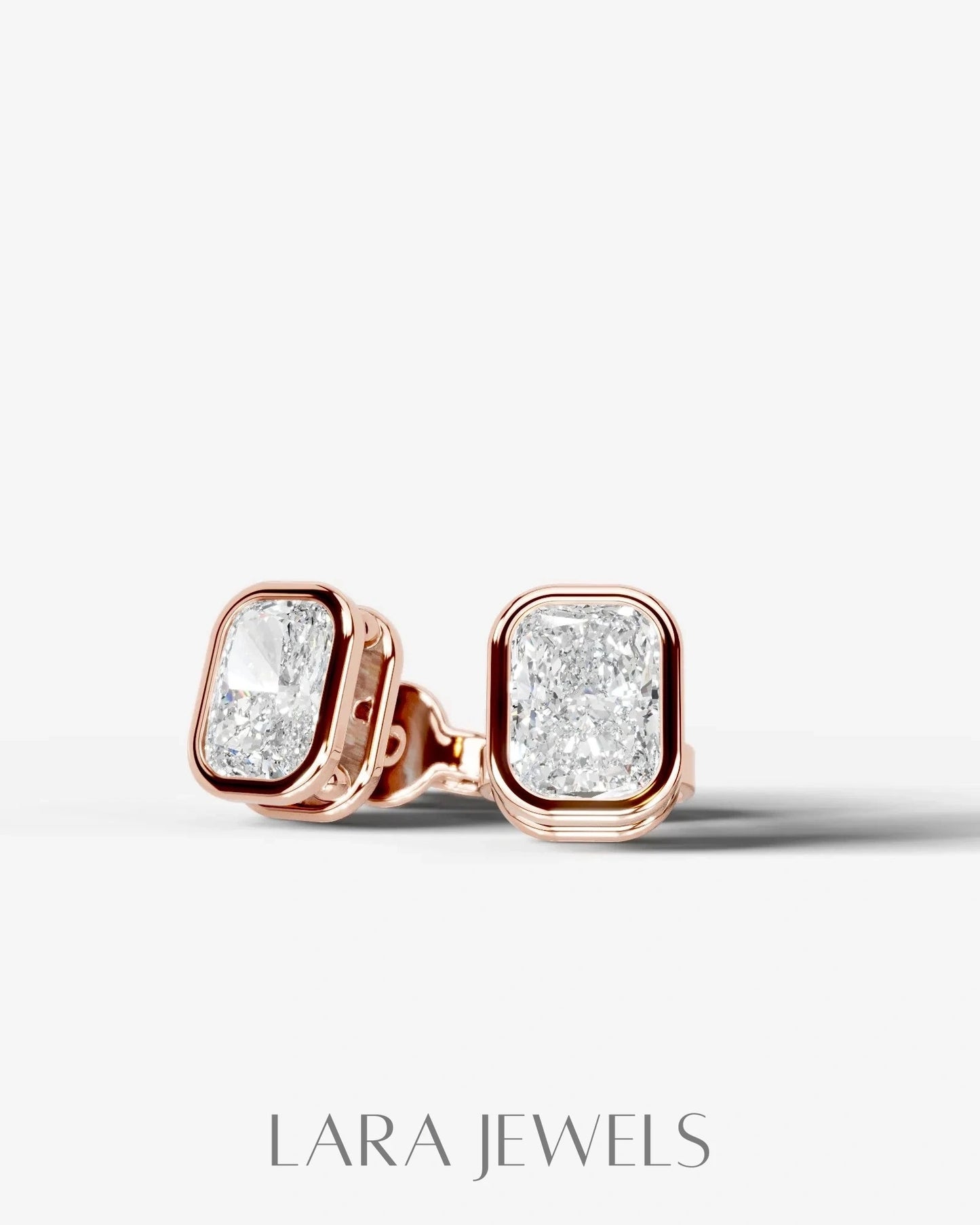 Amber Lab Grown Diamond Earrings Elongated Cushion - Yellow Gold