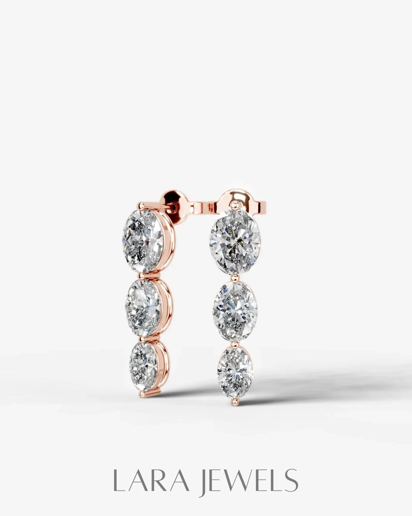 Abigail Lab Grown Diamond Earrings Oval - Yellow Gold