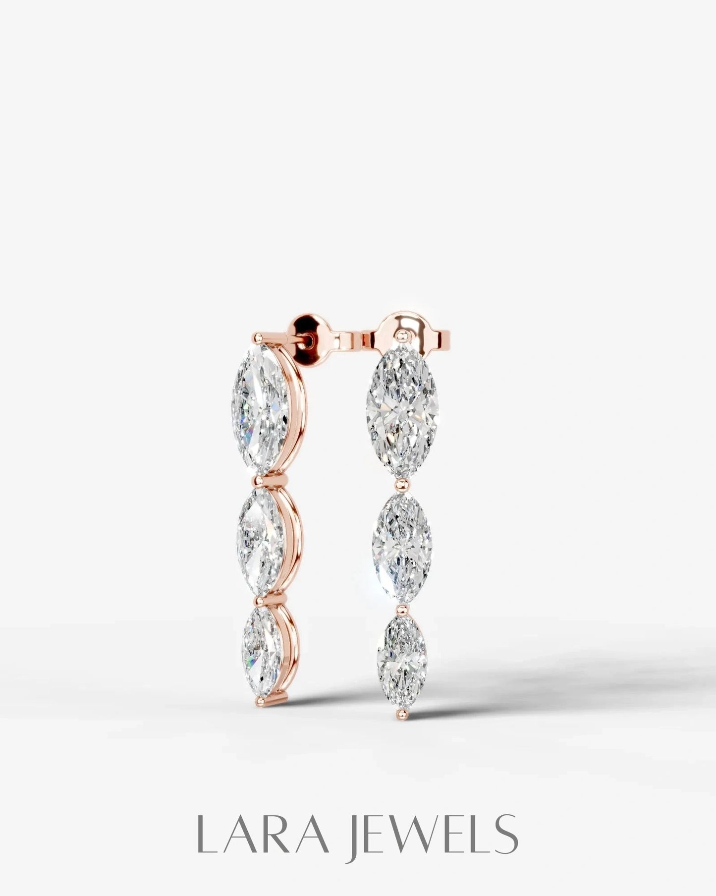 Abigail Lab Grown Diamond Earrings Marquise - Yellow Gold
