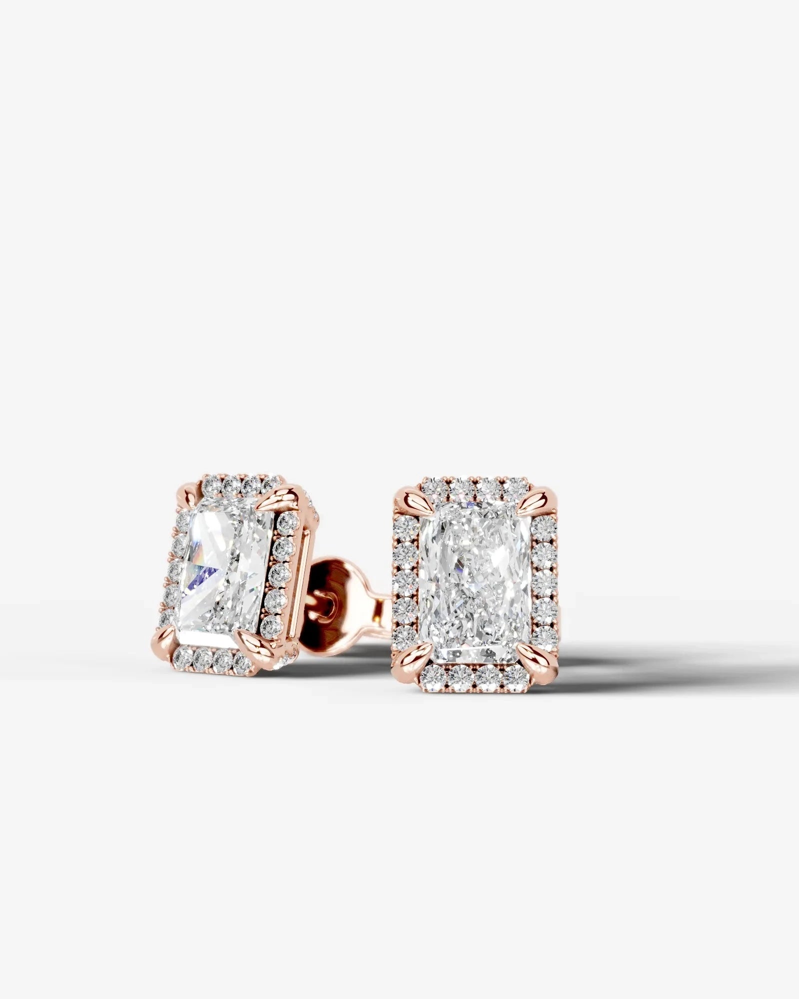 Ophelia Lab Grown Diamond Earrings Elongated Radiant - Rose Gold