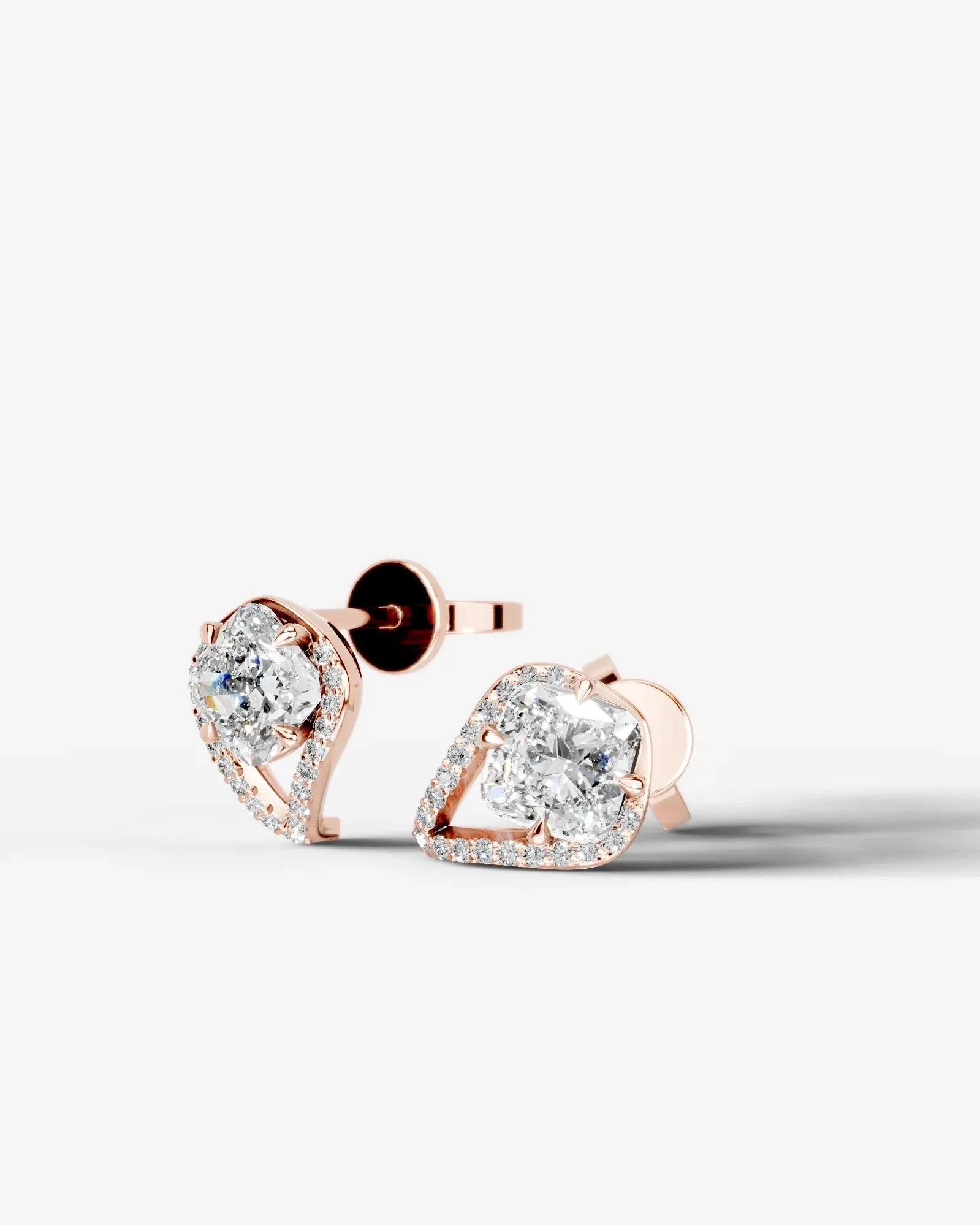 Sia Halo Lab Grown Diamond Earrings Square Cushion - White Gold