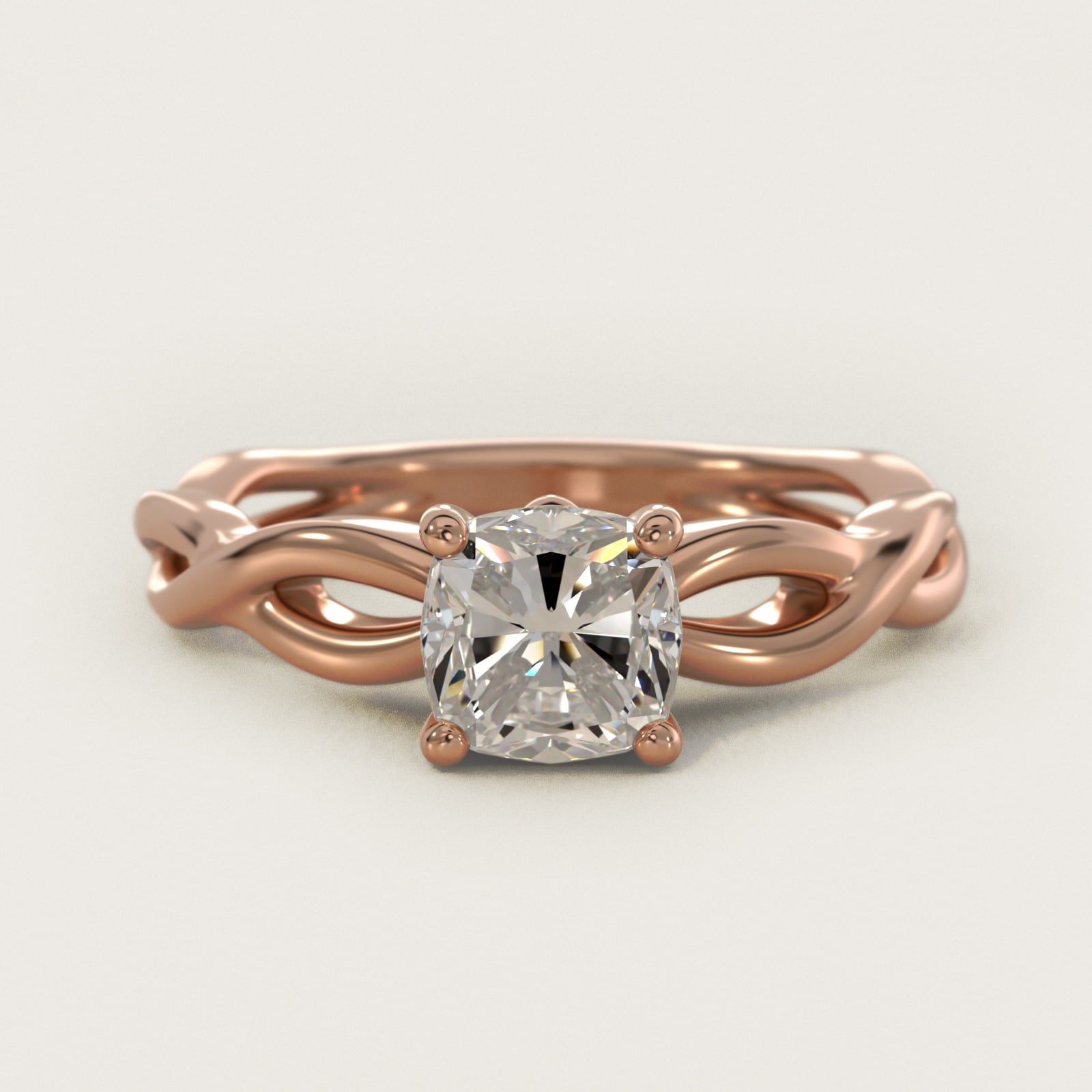 Infinity Solitaire Engagement Ring In 14K Rose Gold By James Allen - Cushion Center