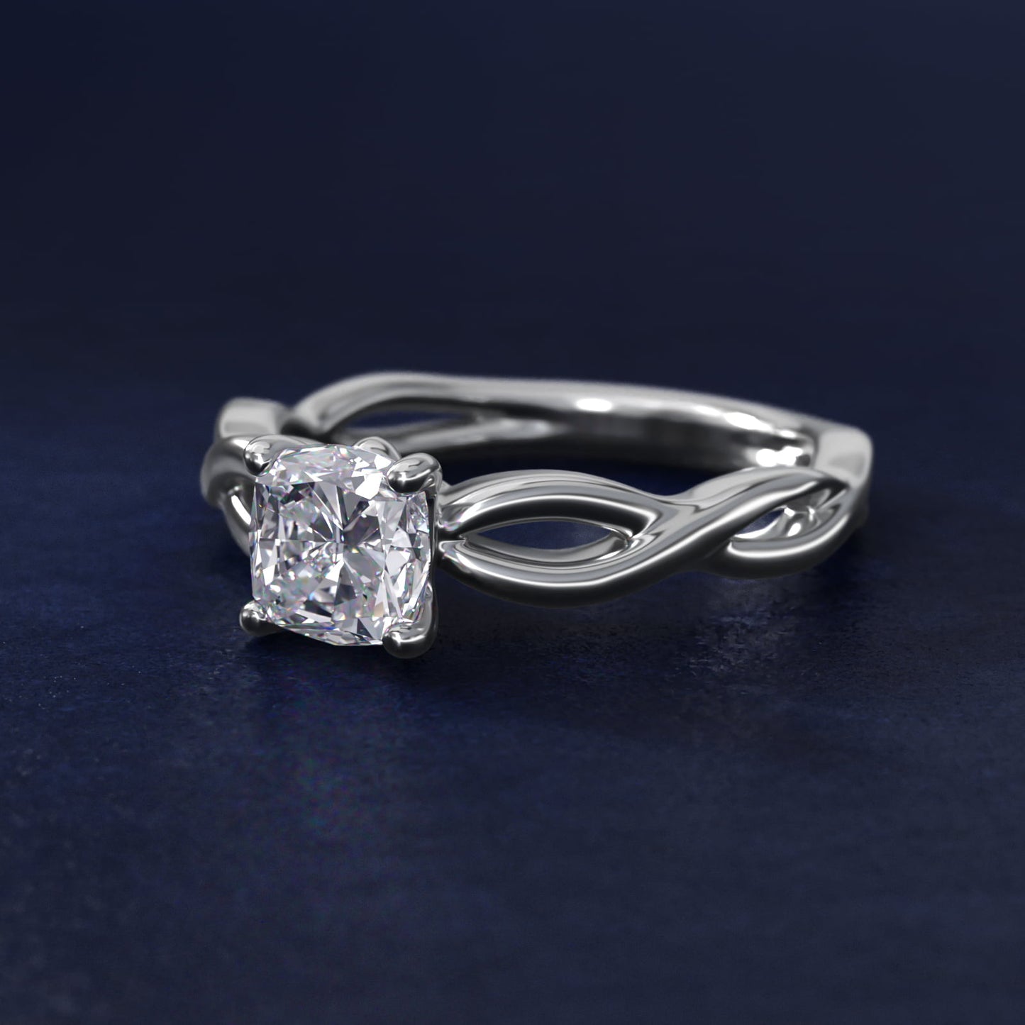 Infinity Solitaire Engagement Ring In 14K White Gold By James Allen - Cushion Center