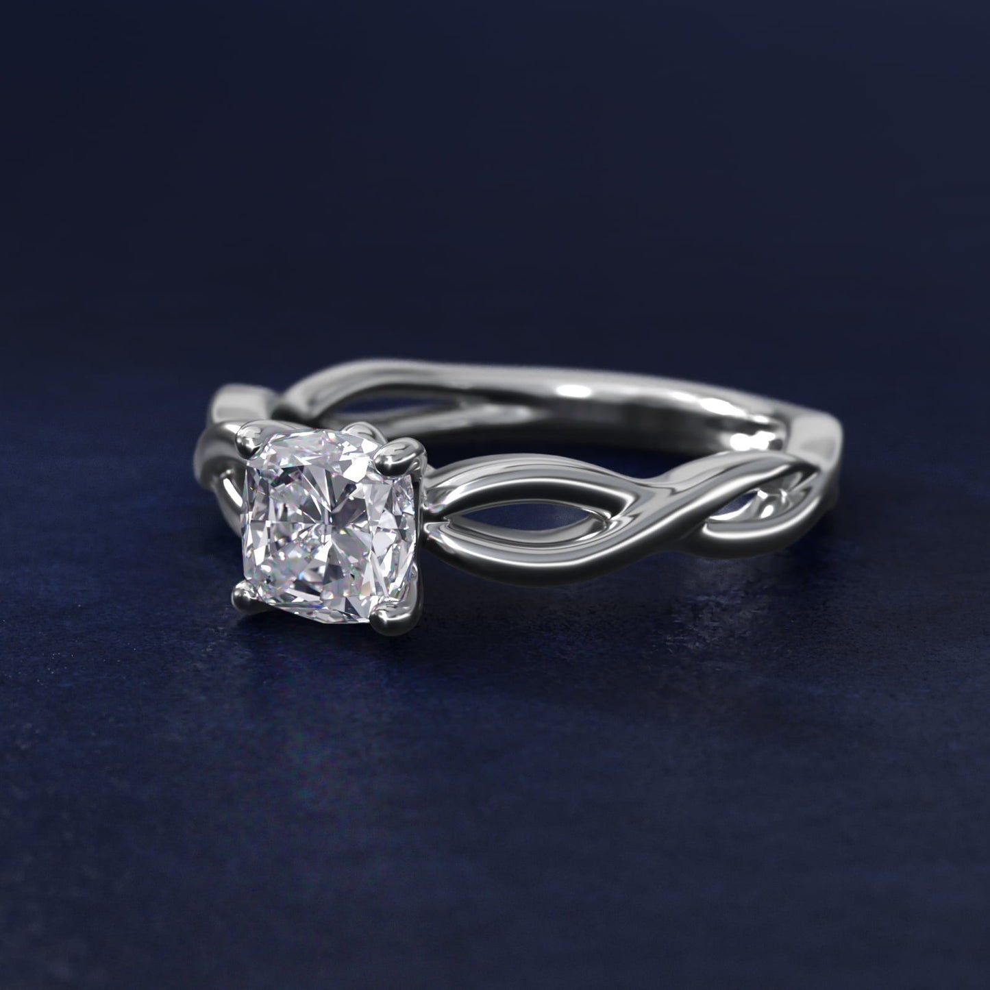 Infinity Solitaire Engagement Ring In 18k White Gold By James Allen - Cushion Center