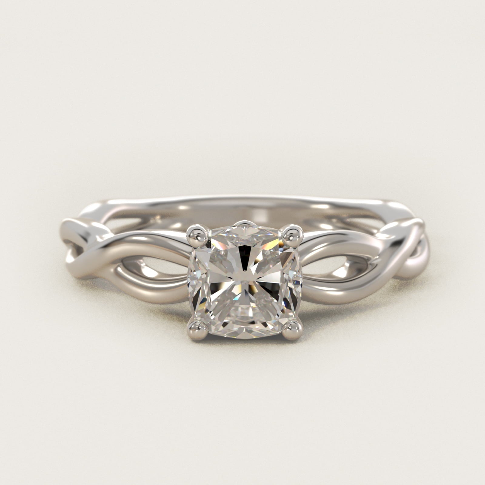 Infinity Solitaire Engagement Ring In 14K White Gold By James Allen - Cushion Center