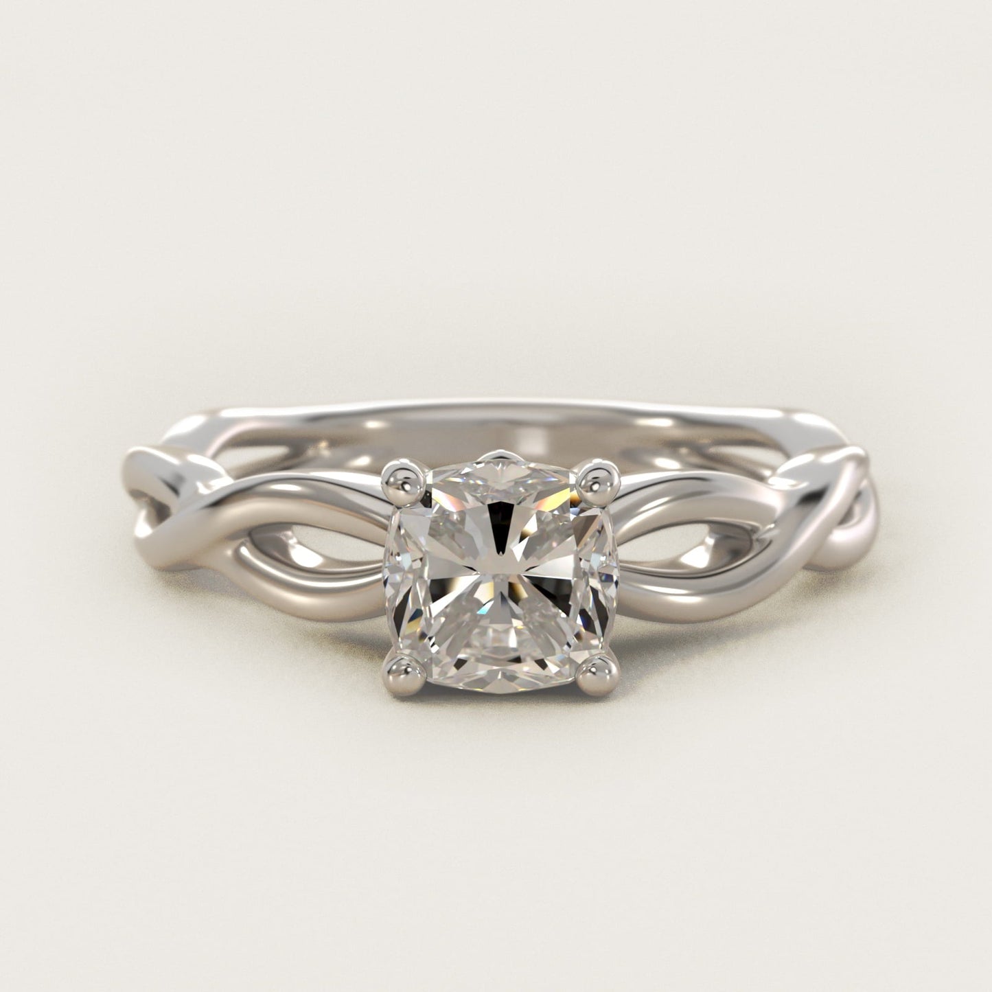 Infinity Solitaire Engagement Ring In 18k White Gold By James Allen - Cushion Center