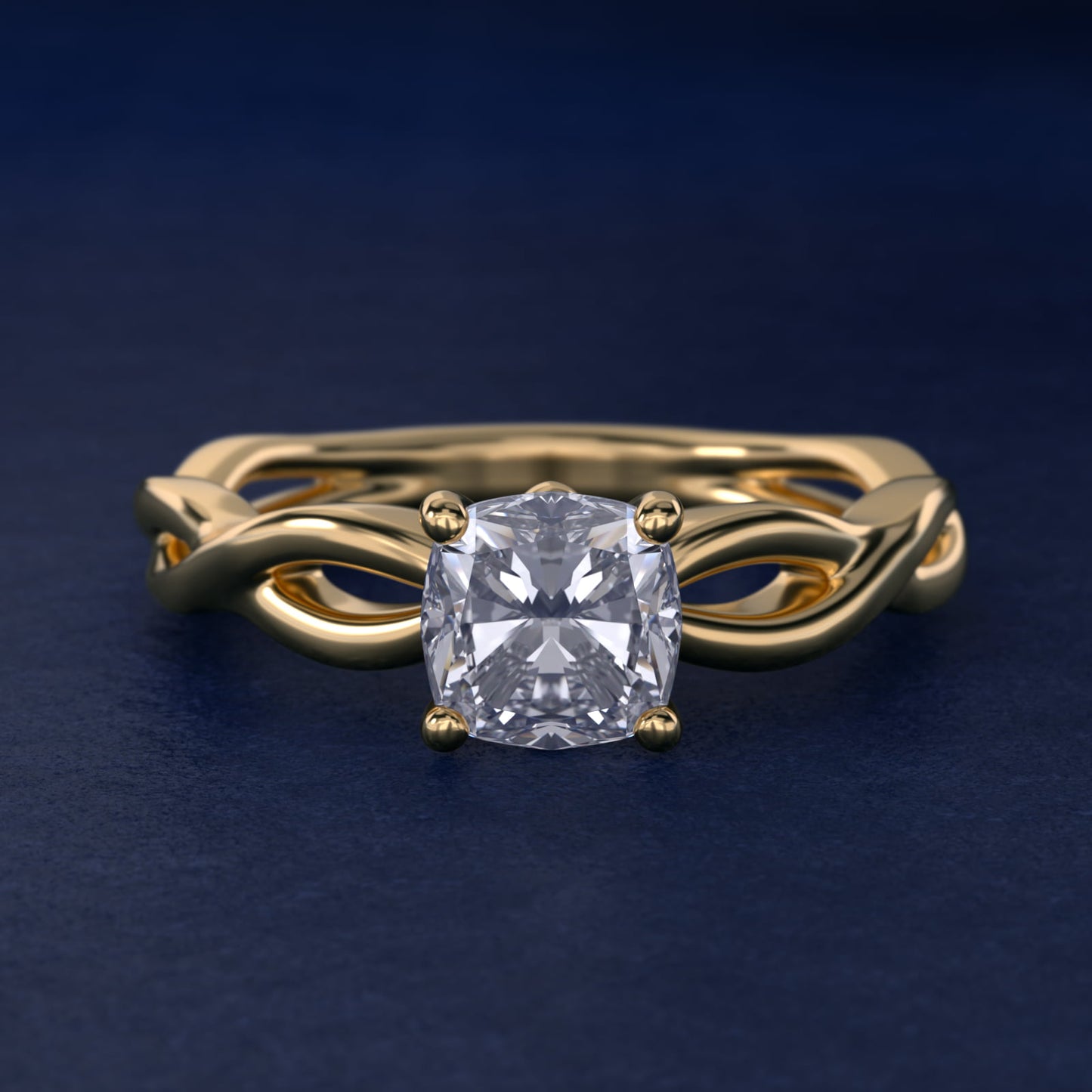 Infinity Solitaire Engagement Ring In 14K Yellow Gold By James Allen - Cushion Center