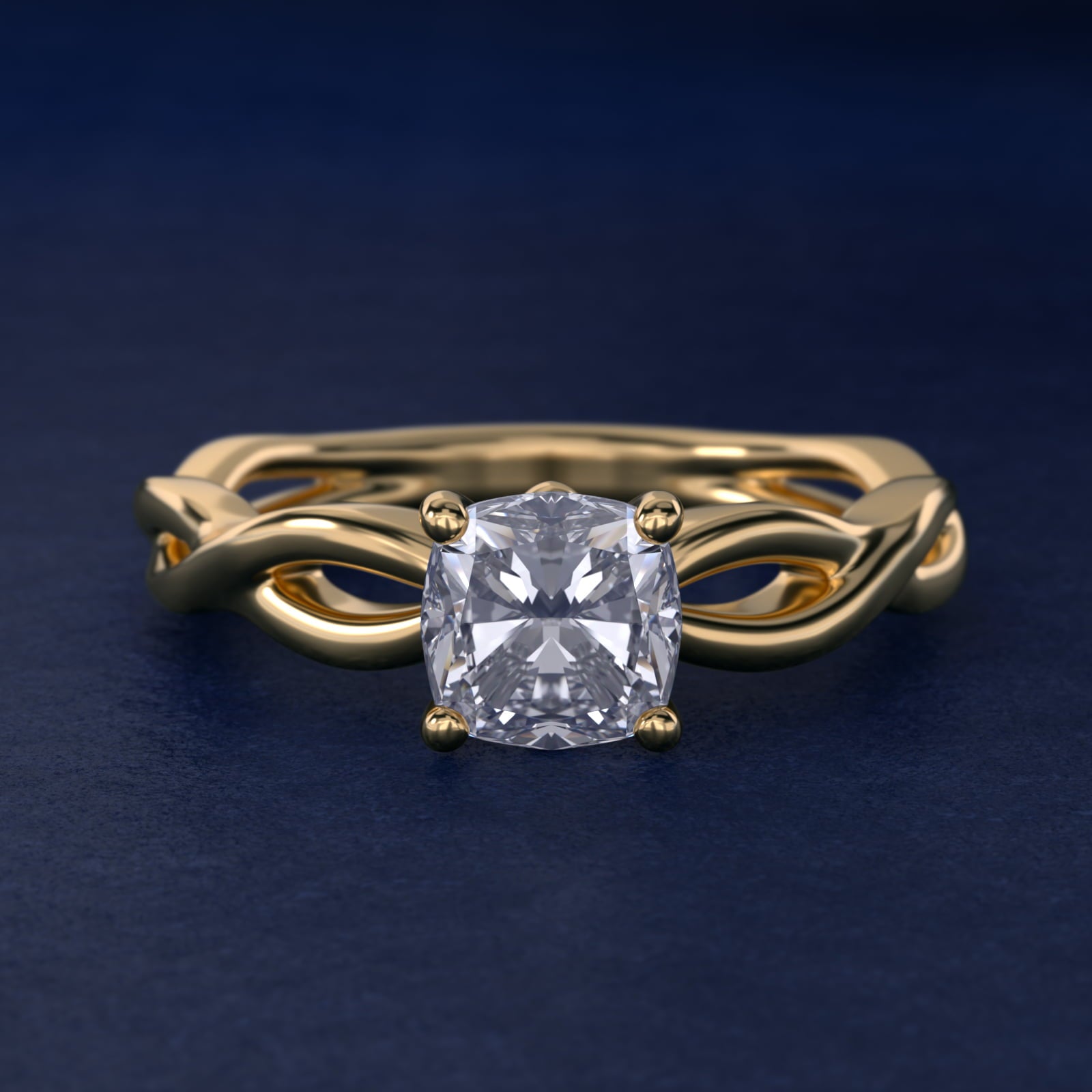 Infinity Solitaire Engagement Ring In 14K Yellow Gold By James Allen - Cushion Center