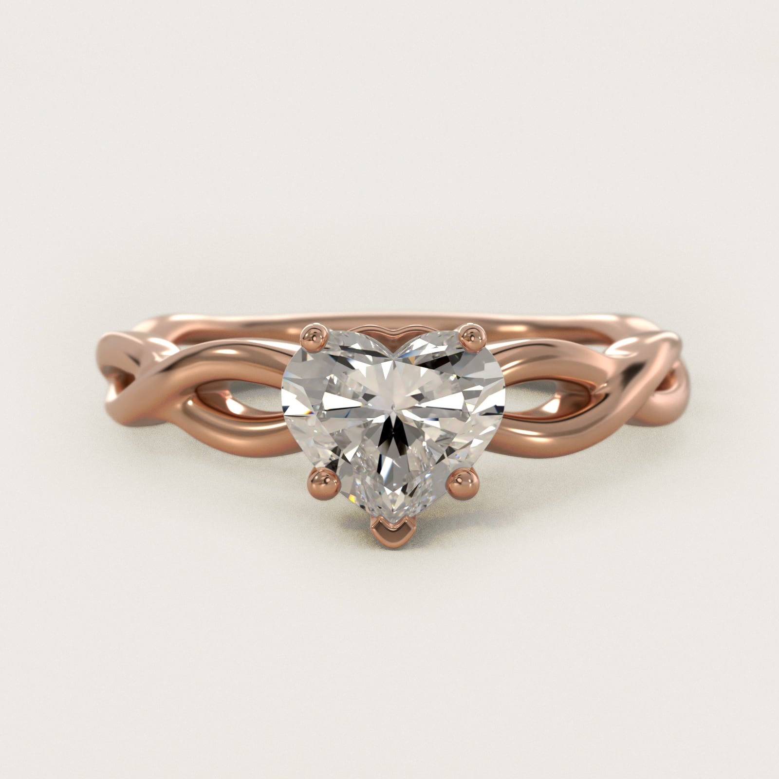 Infinity Solitaire Engagement Ring In 14K Rose Gold By James Allen - Heart Center