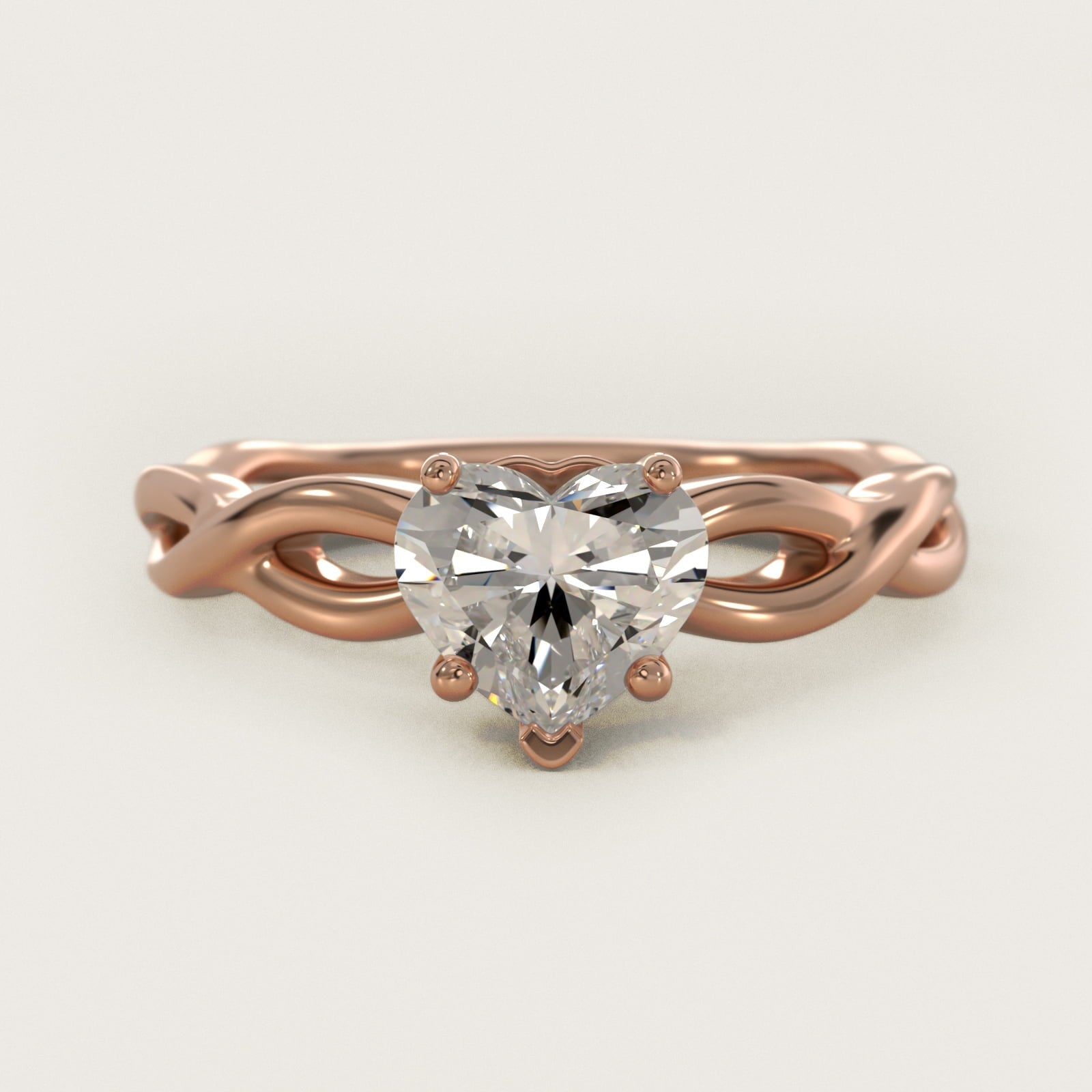 Infinity Solitaire Engagement Ring In 18k Rose Gold By James Allen - Heart Center
