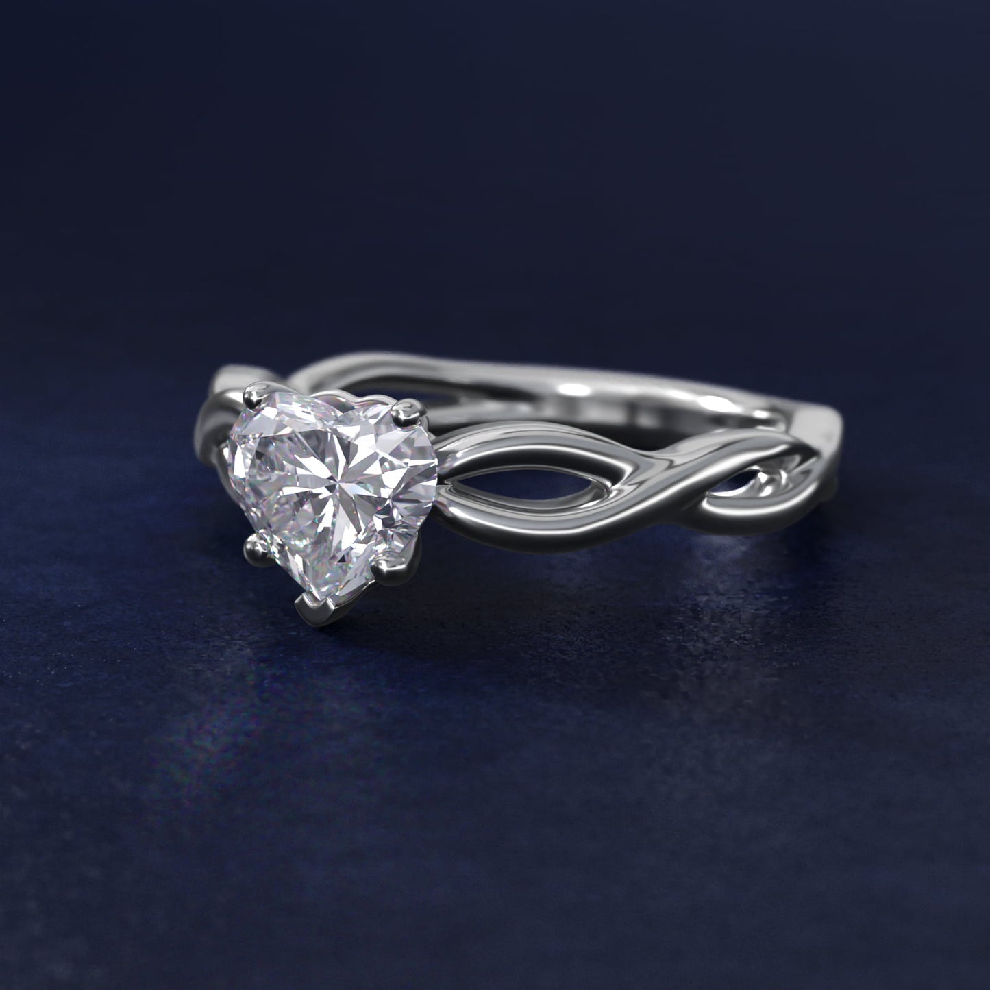 Infinity Solitaire Engagement Ring In 14K White Gold By James Allen - Heart Center
